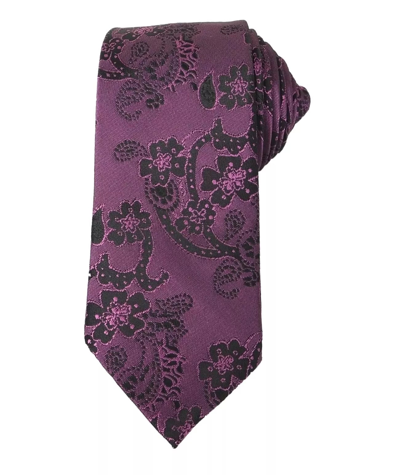 Jungen & Herren Paisley Swirls Formelle Krawatte & Taschentuch-Set - Lila - Violett