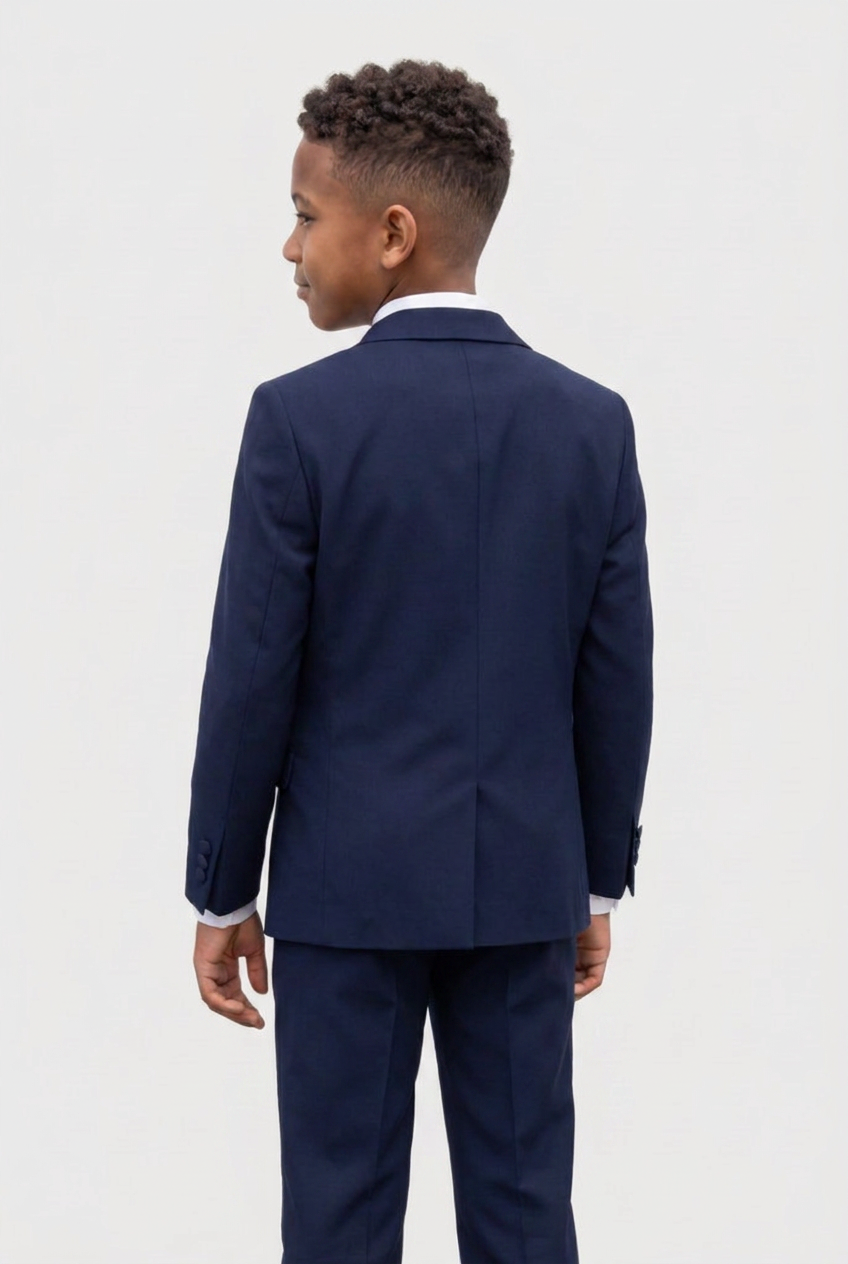 Abito da cerimonia blu navy per ragazzi con camicia e gemelli