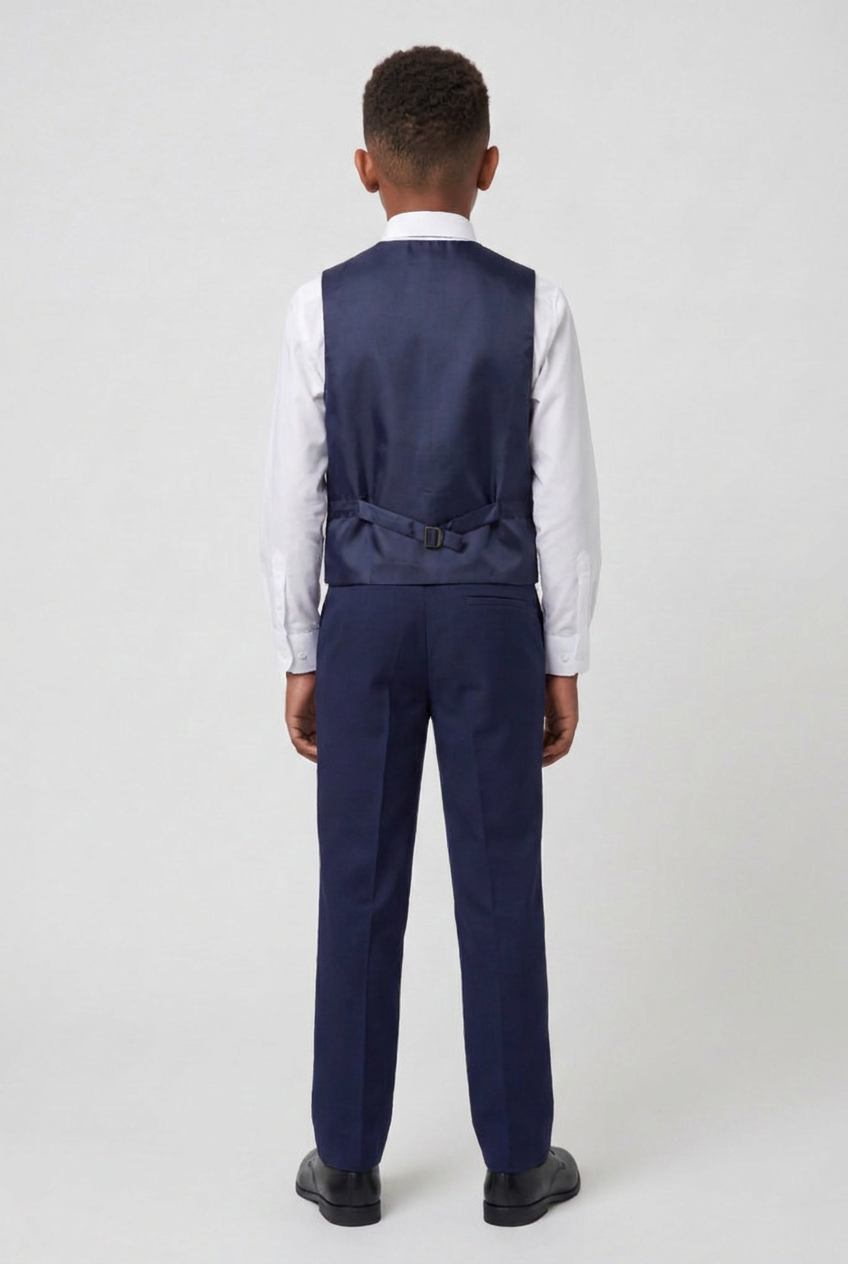 Abito da cerimonia blu navy per ragazzi con camicia e gemelli