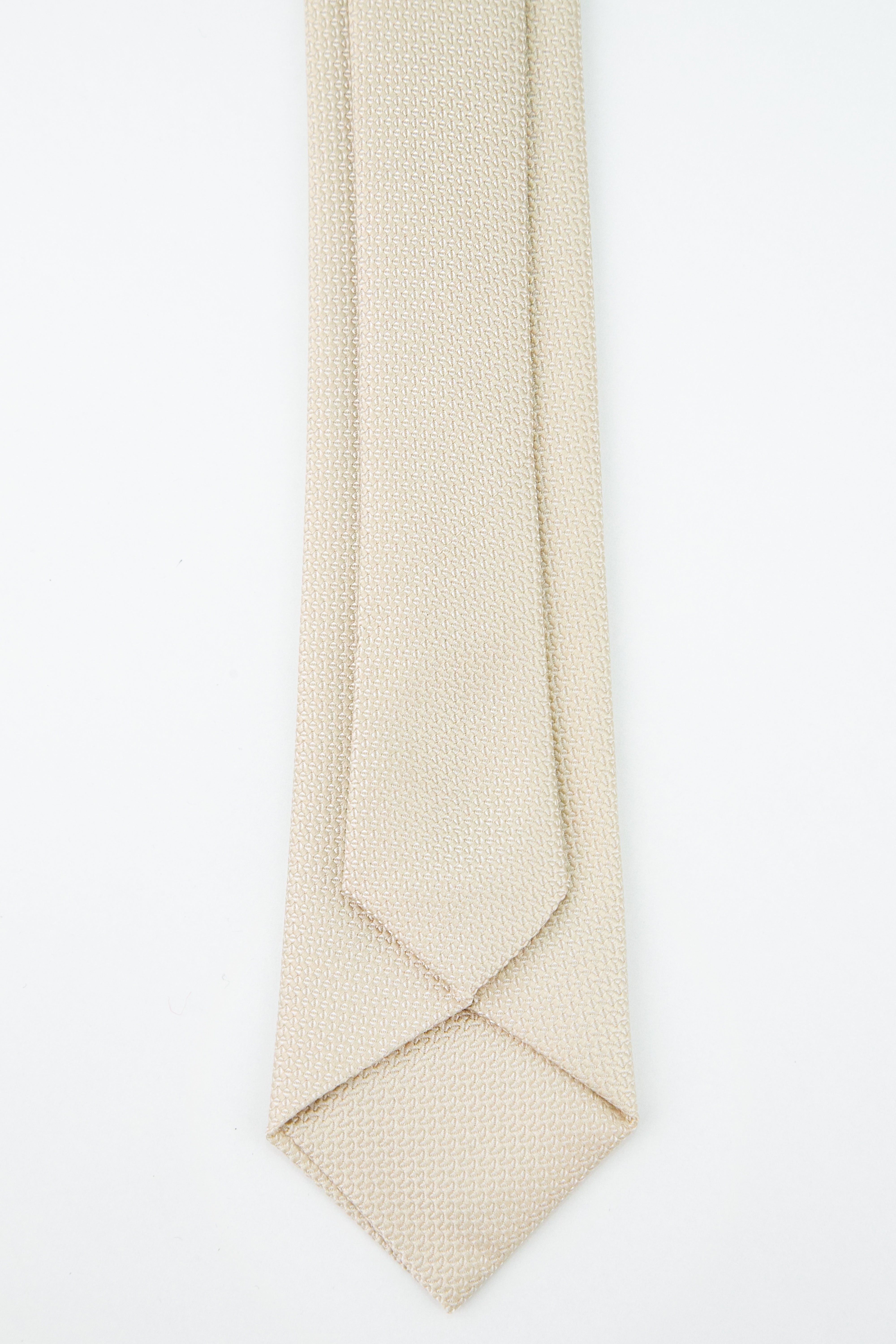 Boys' Oxford Weave Slim Tie Formal Neckwear - Beige Back Picure