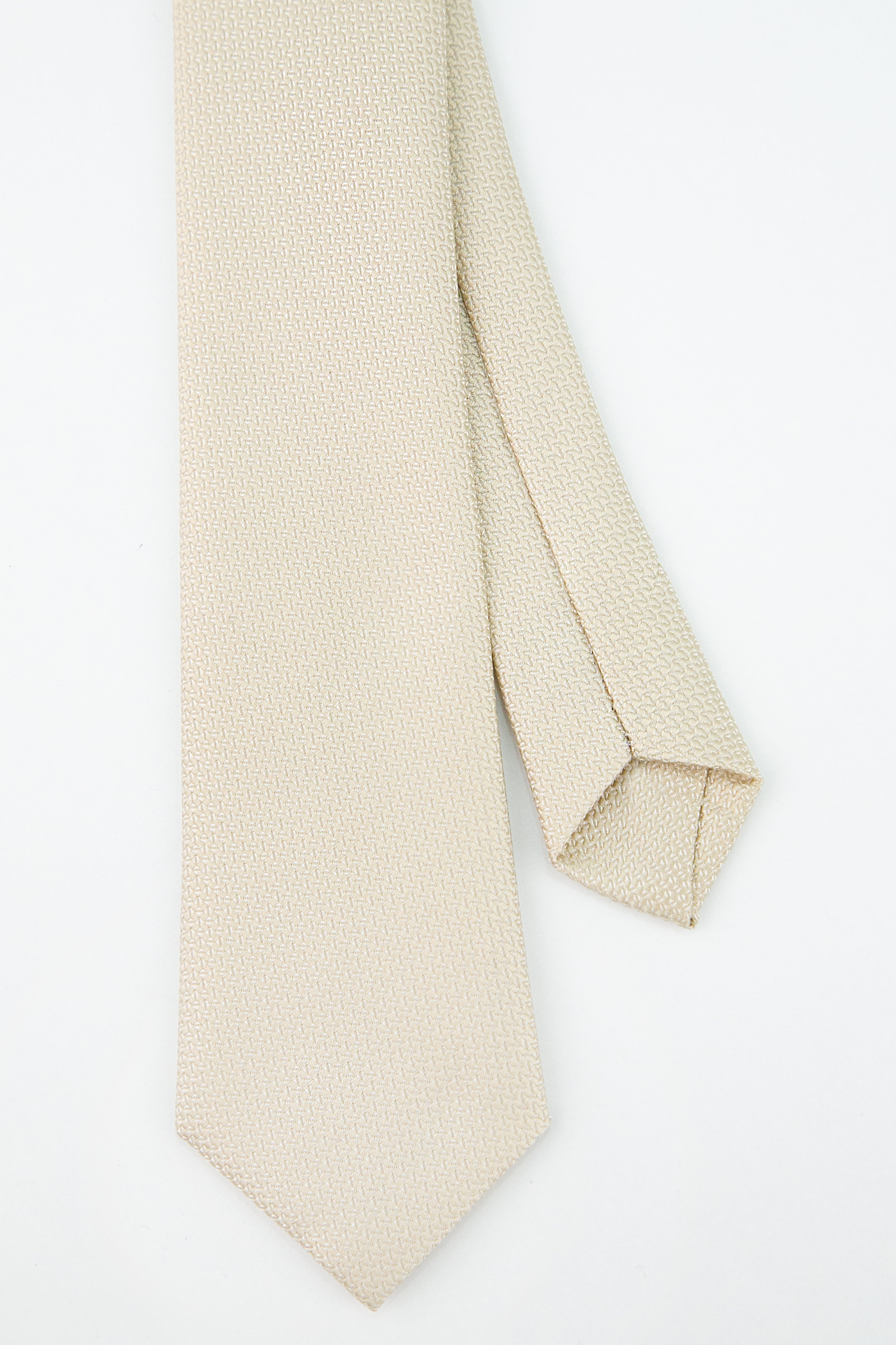 Boys' Oxford Weave Slim Tie Formal Neckwear - Beige Front Picture