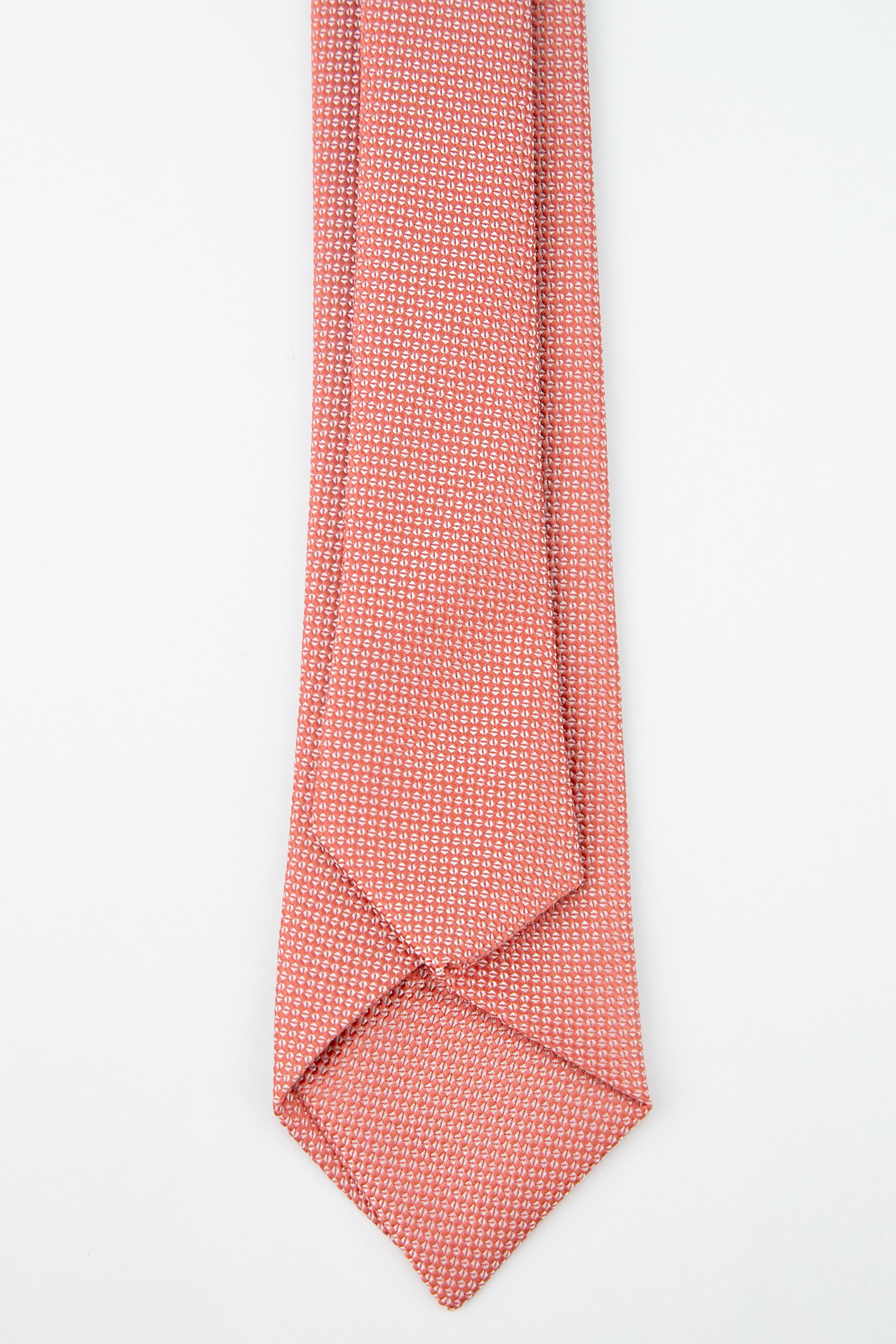 Boys' Oxford Weave Slim Tie Formal Neckwear - Coral Pink Back Picture