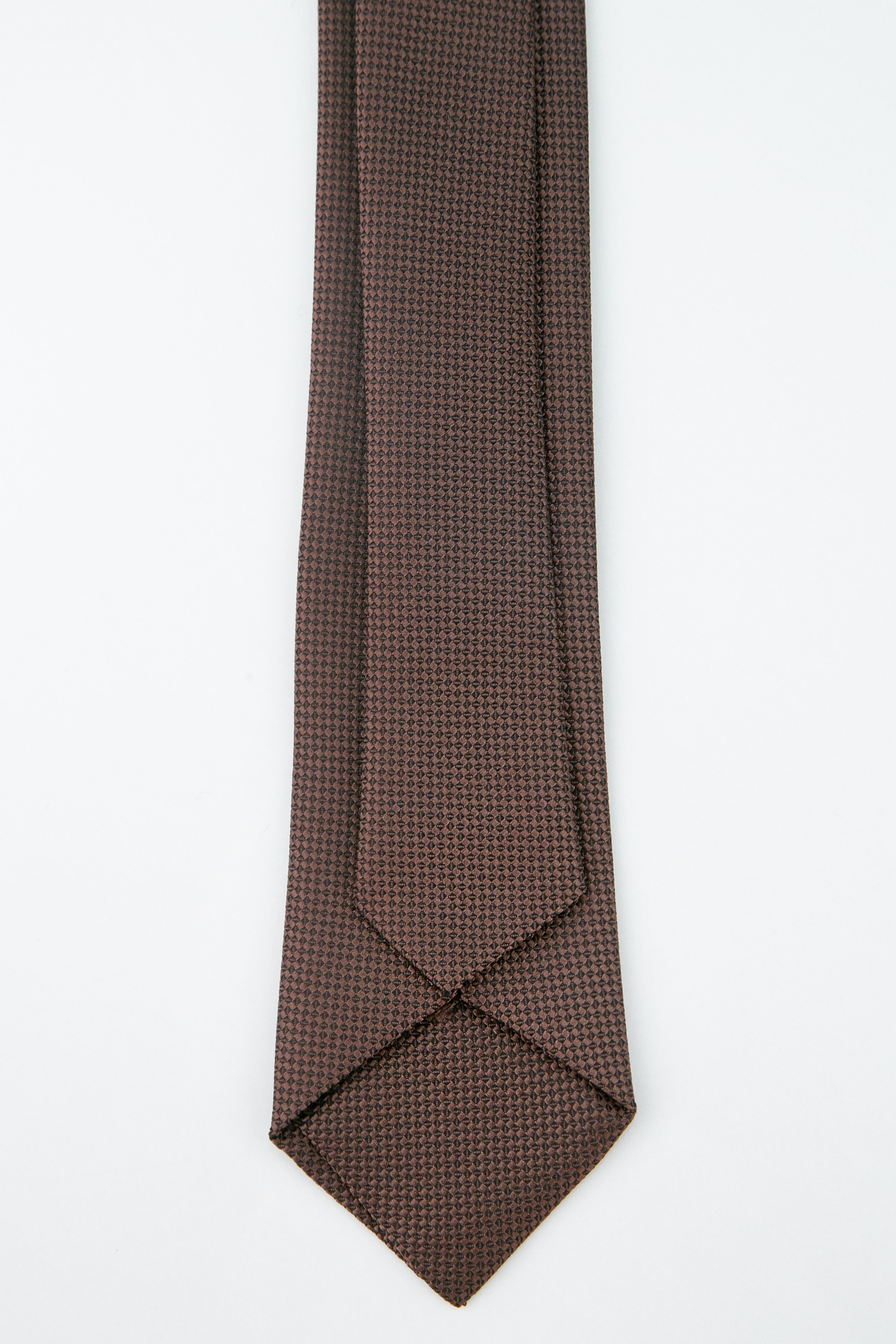 Boys' Oxford Weave Slim Tie Formal Neckwear - Dark Brown Back Picture