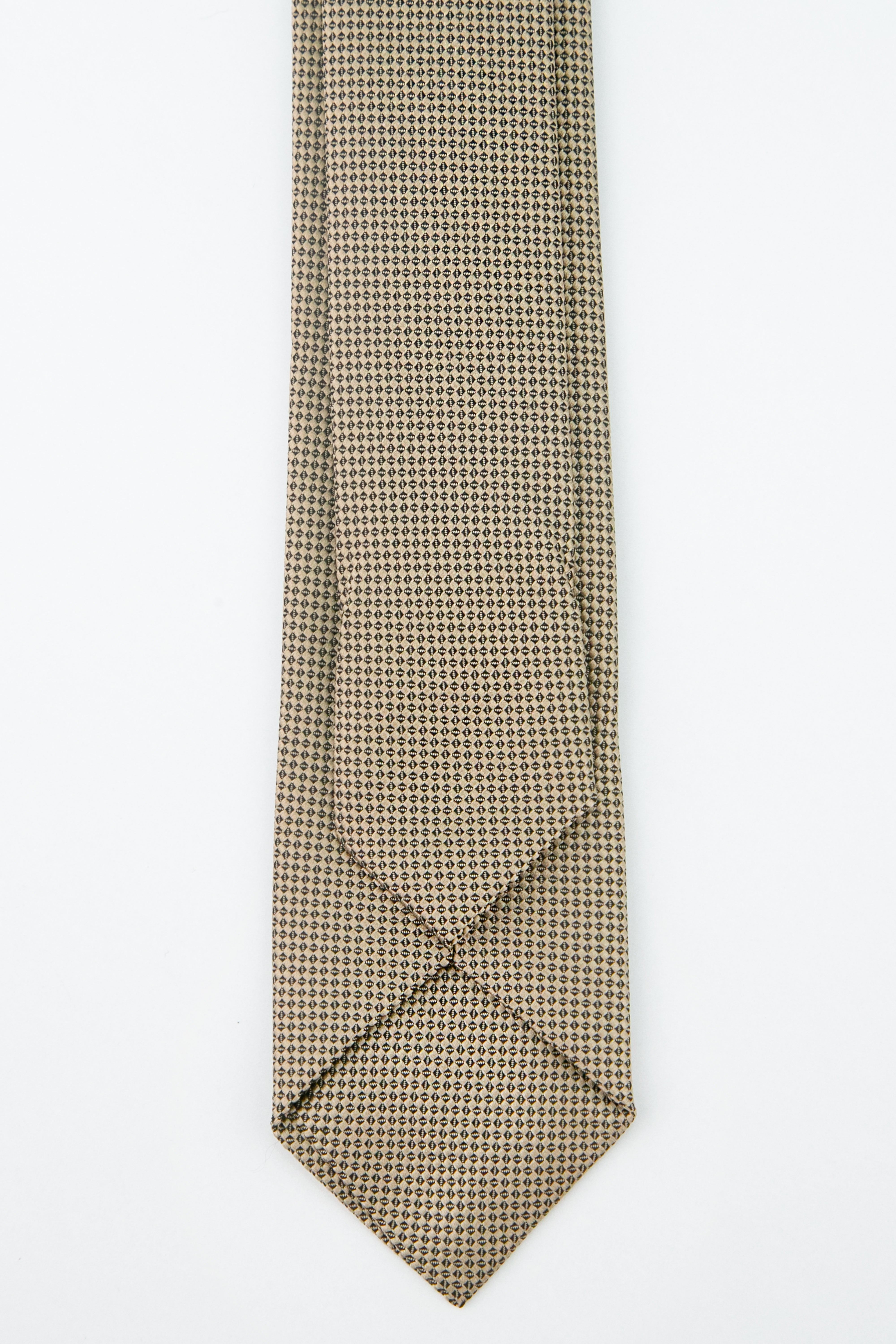 Boys' Oxford Weave Slim Tie Formal Neckwear - Latte Brown Back Picture