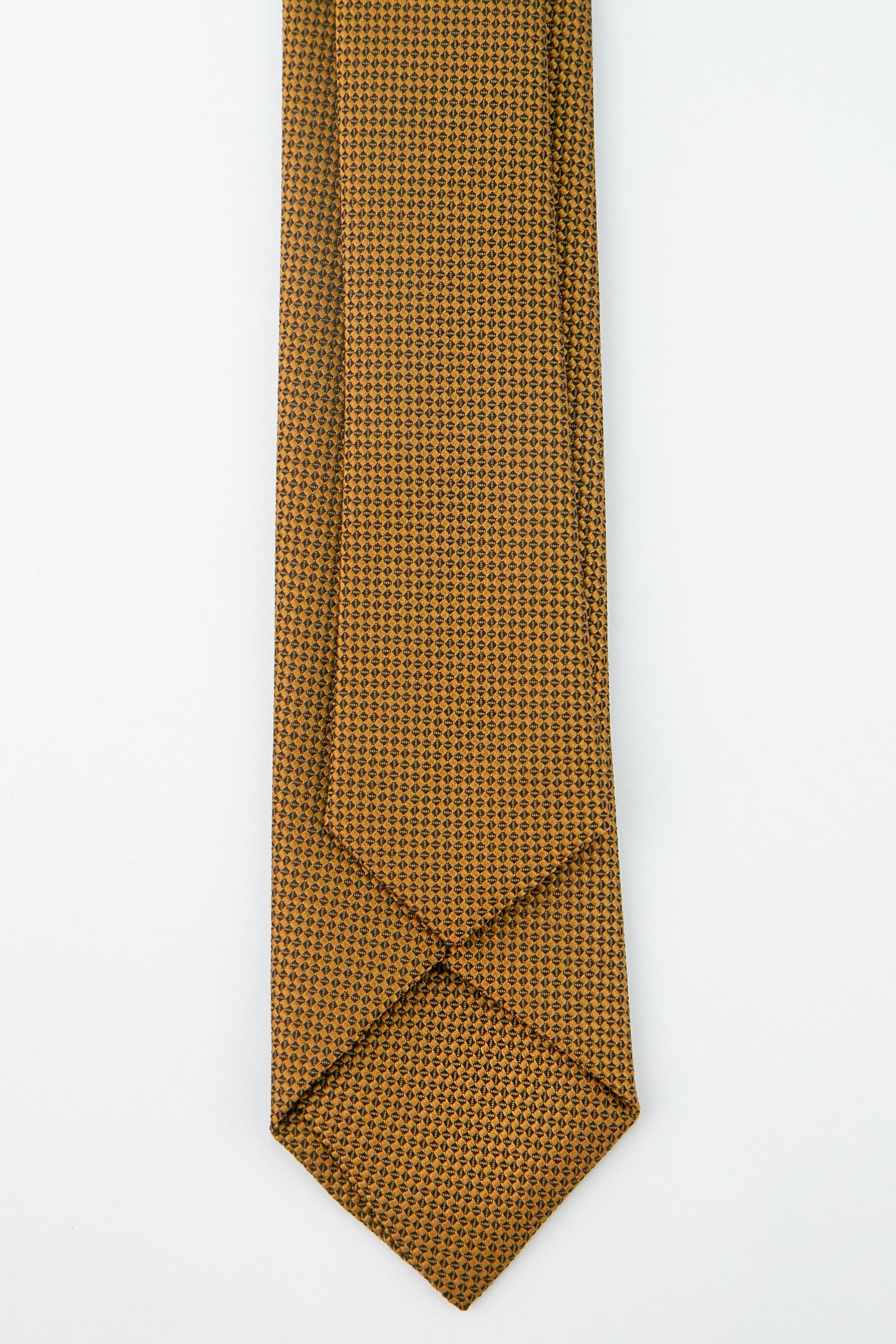Boys' Oxford Weave Slim Tie Formal Neckwear - Mustard Yellow Back Picture