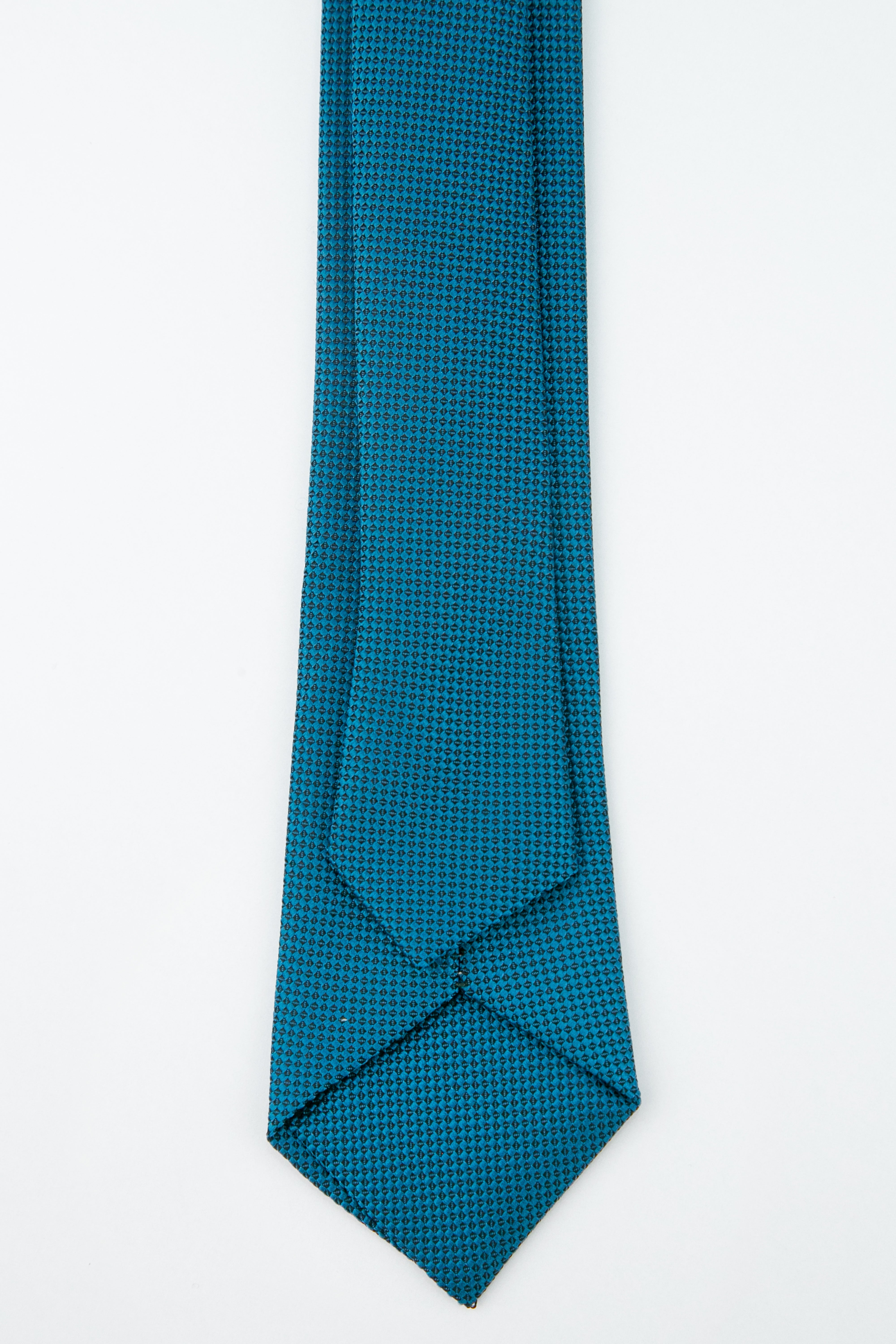 Boys' Oxford Weave Slim Tie Formal Neckwear - Petrol Blue Back Picture
