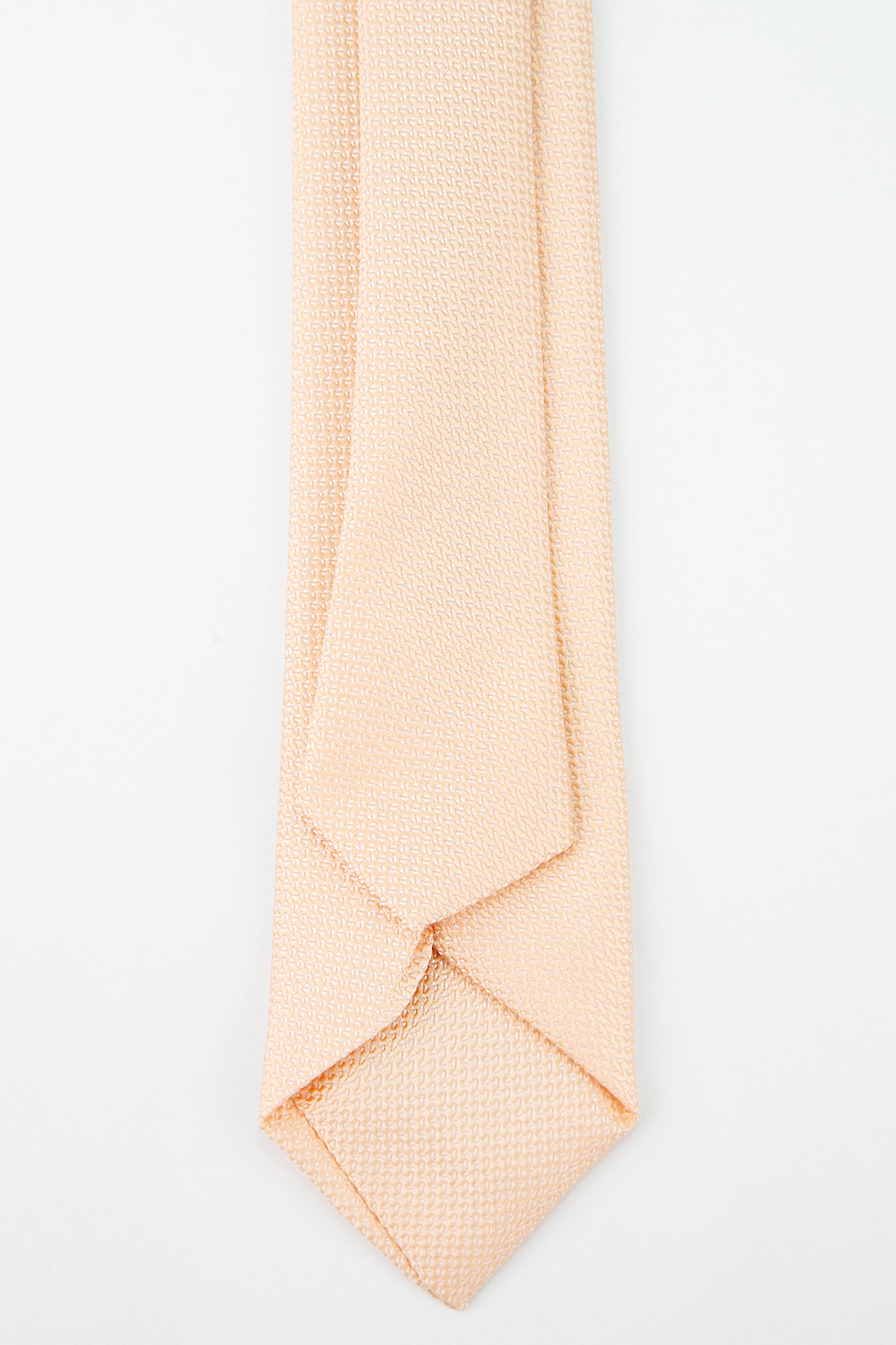 Boys' Oxford Weave Slim Tie Formal Neckwear - Soft Apricot Back Picture