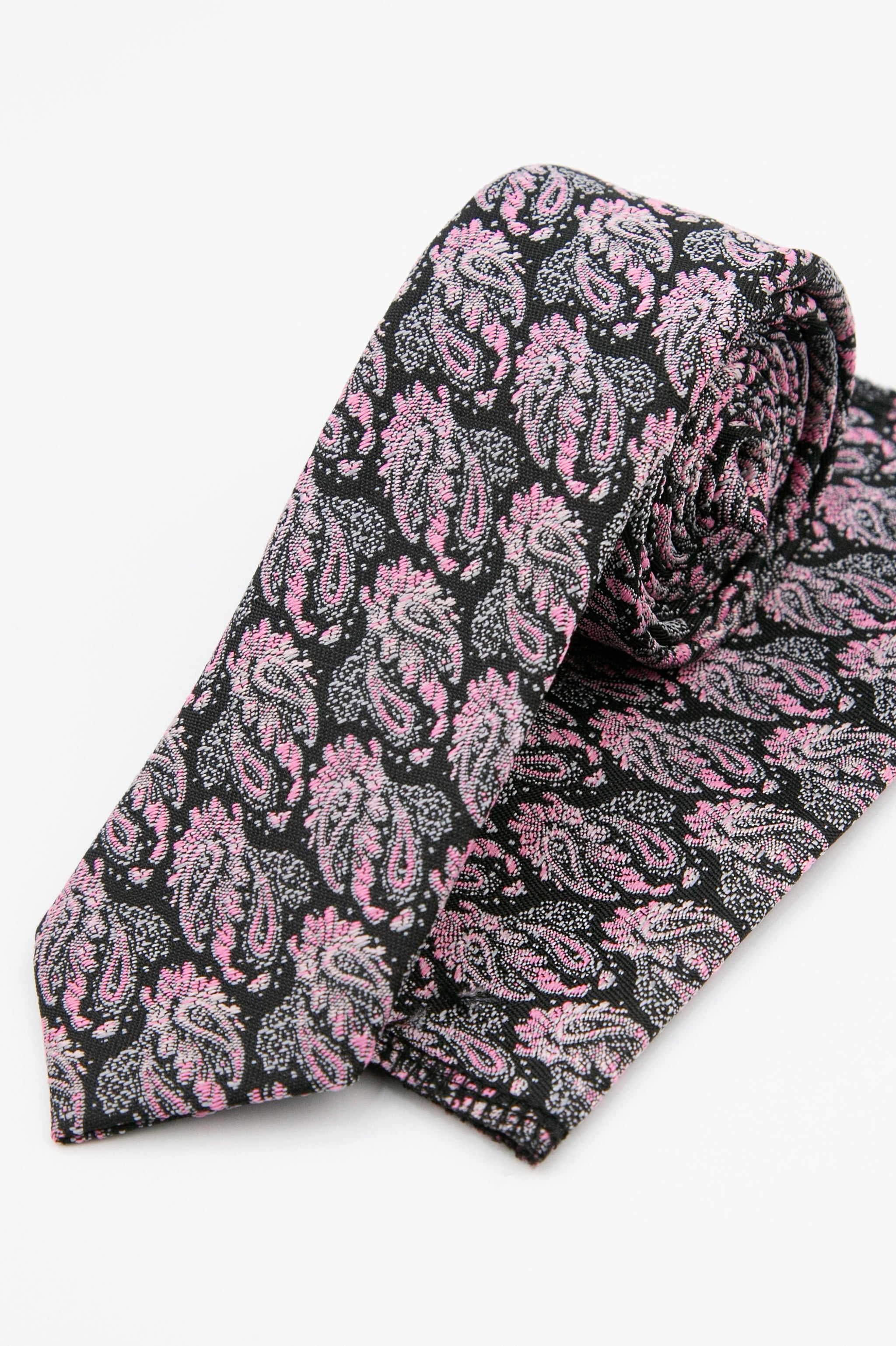 Cravate Homme Vesuvio Napoli, Gris Et Noir, Motifs Paisley, Longueur Classique – Neuve