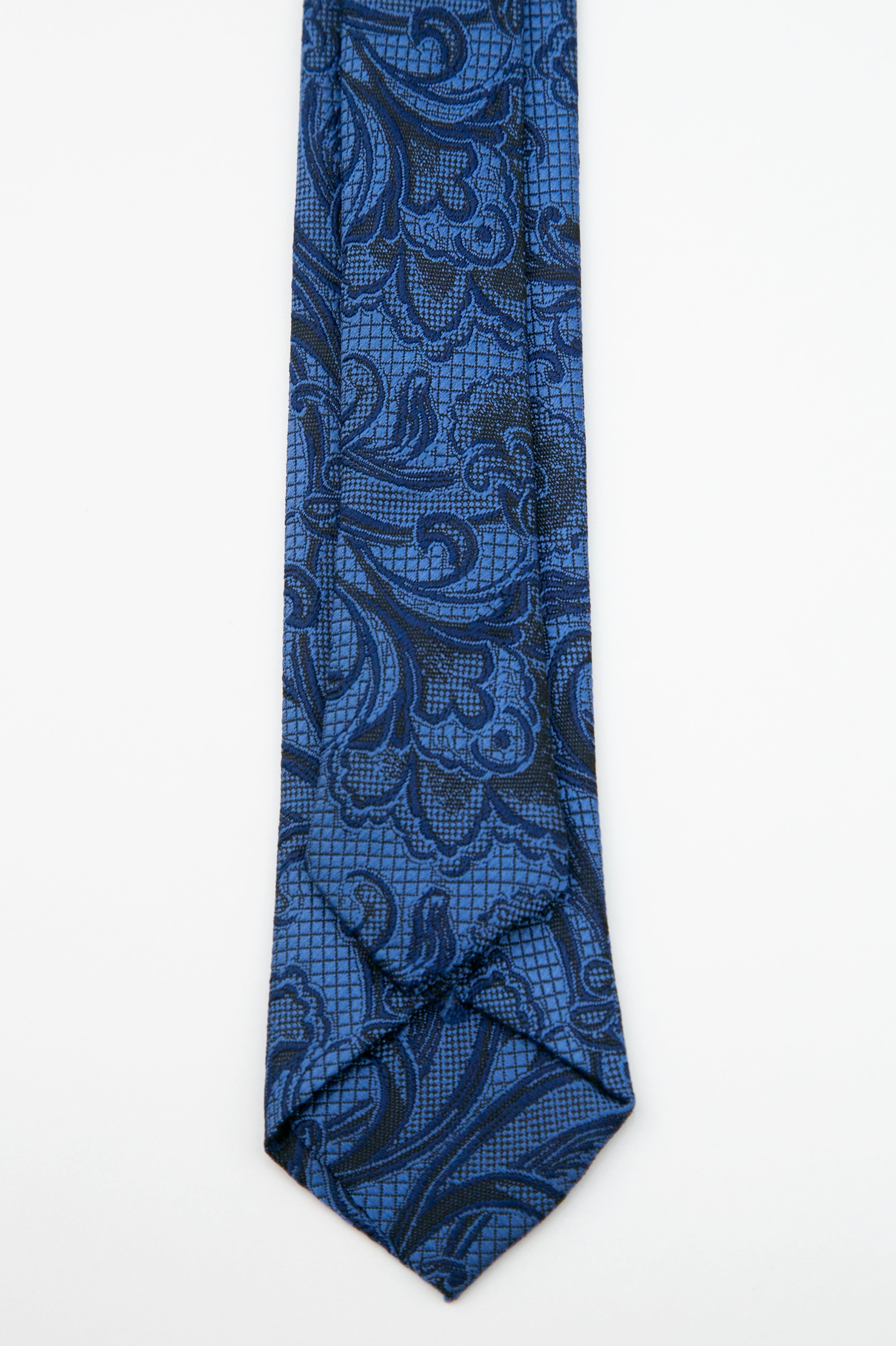 Boys’ Paisley Slim Tie & Pocket Square Set - Royal Blue Back Picture