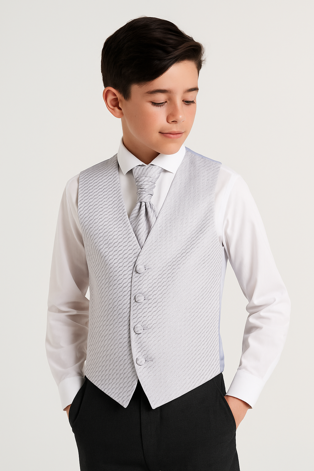 Jungen Gemusterte Weste Krawatte Taschentuch-Set - Lila