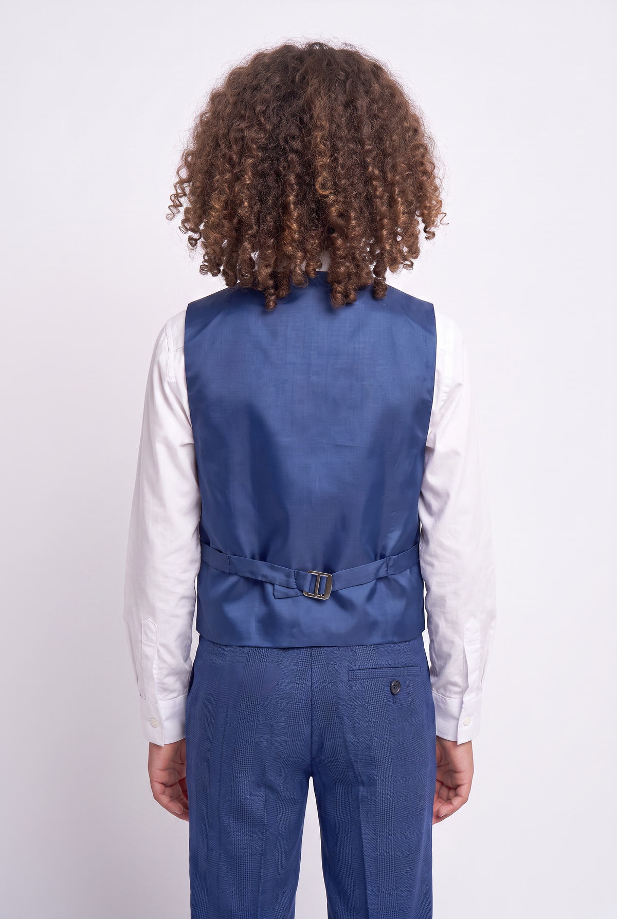 Costume bleu à carreaux pour garçon, coupe ajustée - LIONEL - Bleu moyen