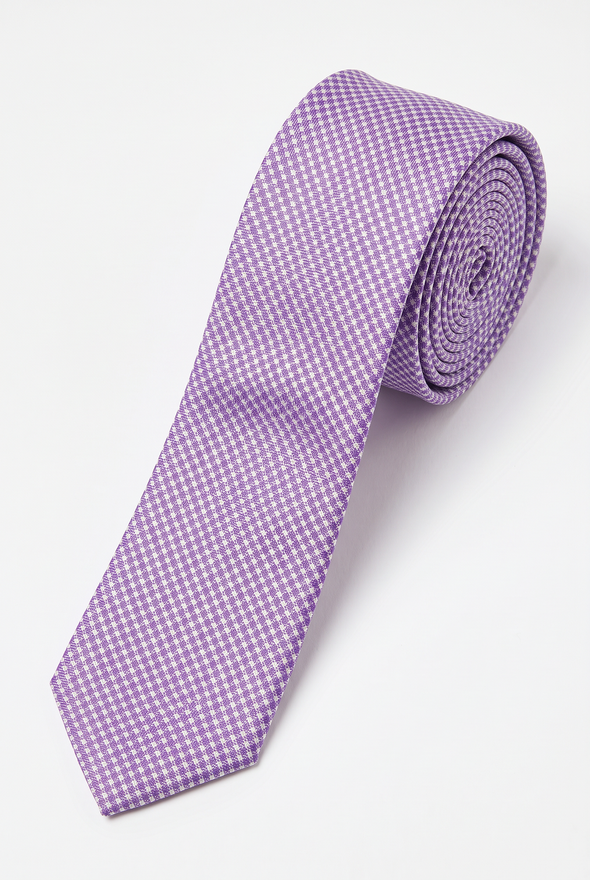 Cravate à carreaux pour garçon, violette et blanche