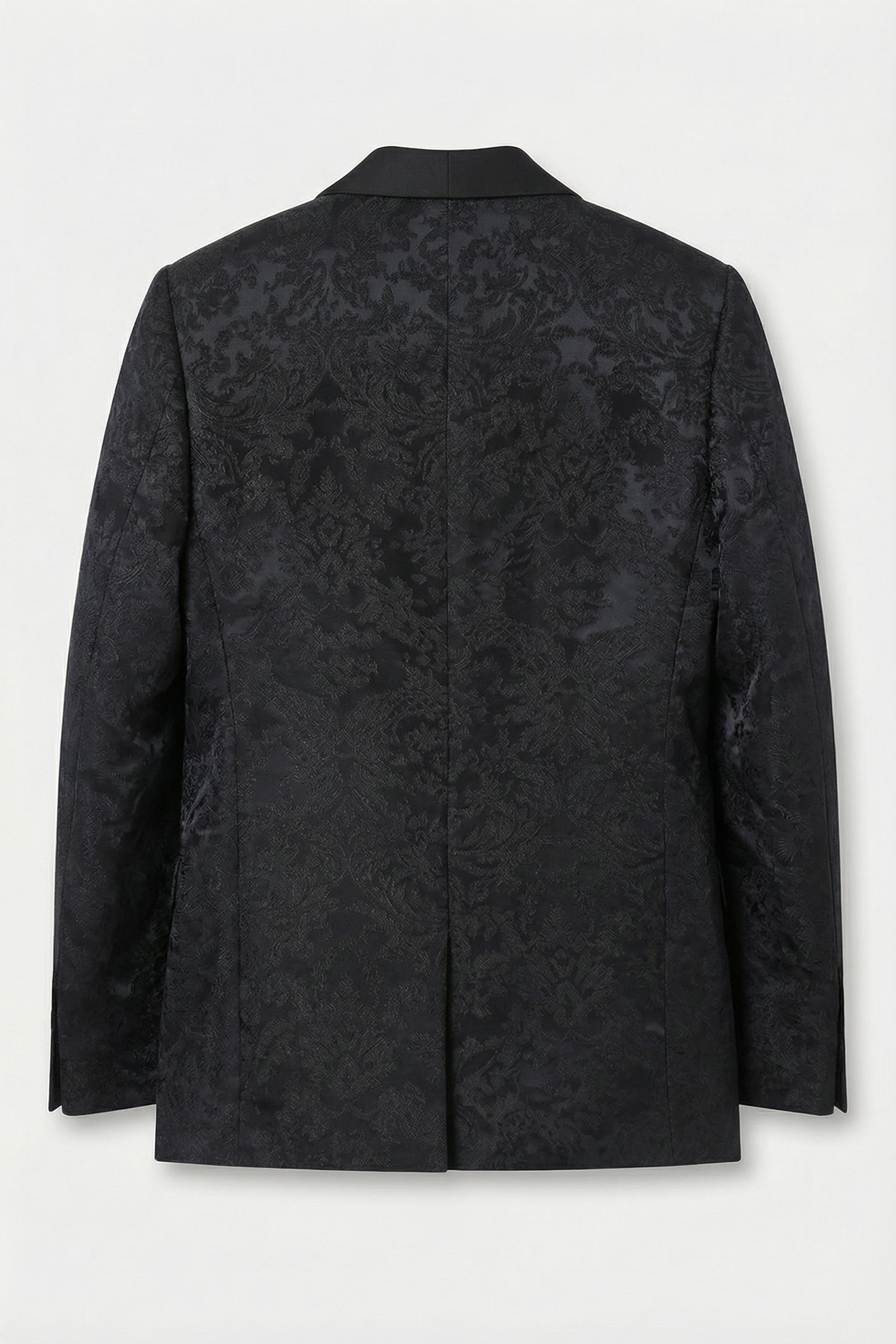 Ensemble smoking pour garçon, revers en satin à motif cachemire et floral - Noir