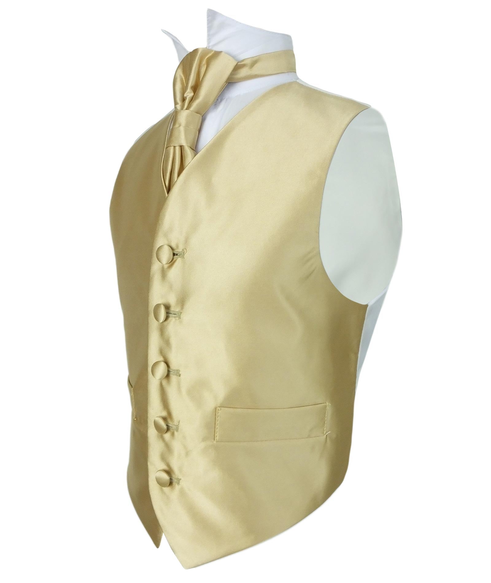 Jungen Satin Weste & Krawatten-Set - Gold