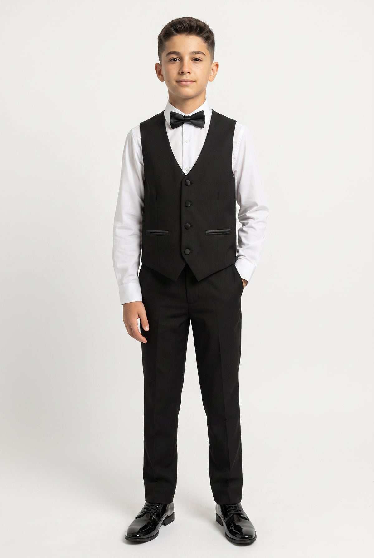 Costume smoking à revers brillants pour garçon - Noir