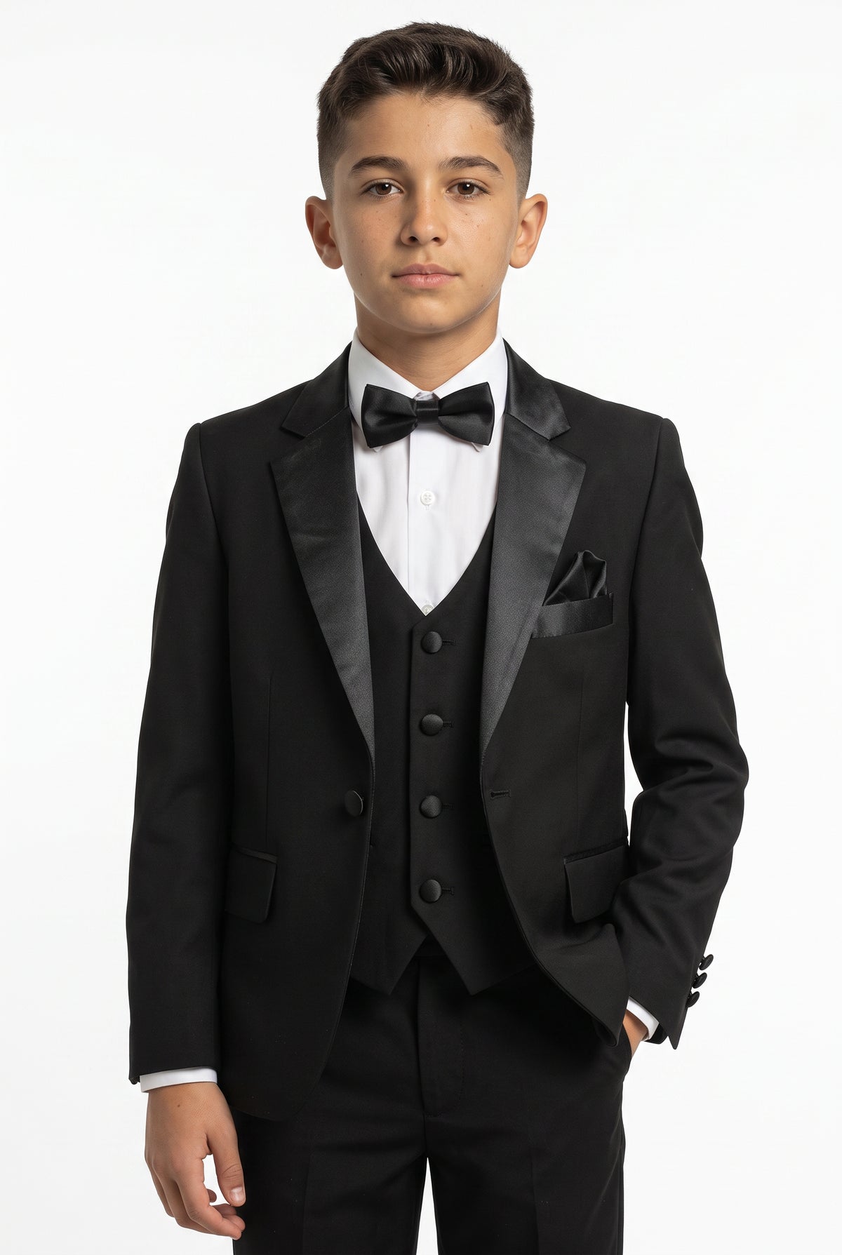 Costume smoking à revers brillants pour garçon - Noir