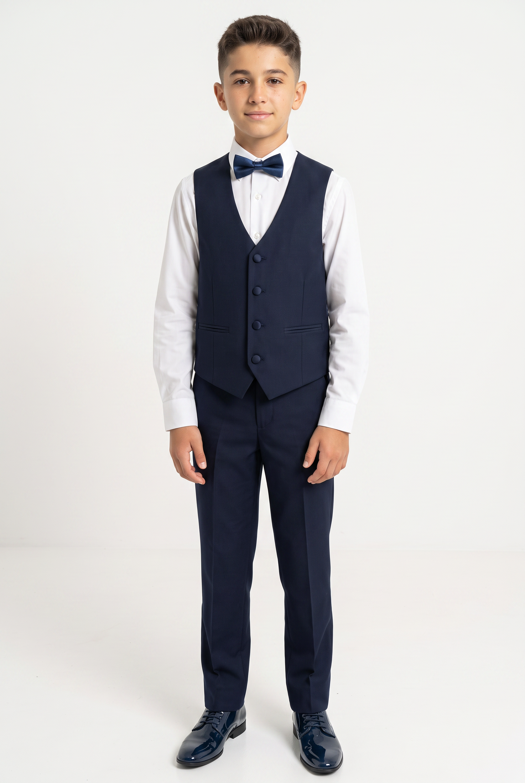 Costume smoking à revers brillants pour garçon - Bleu marine