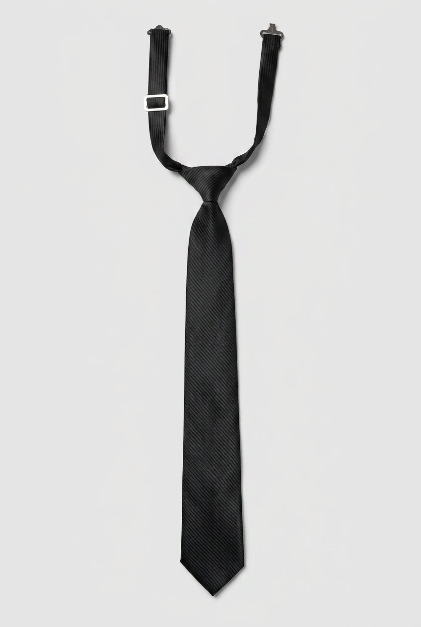 Boys' Slim Pre-Tied Textured Formal Tie - Black Strip
