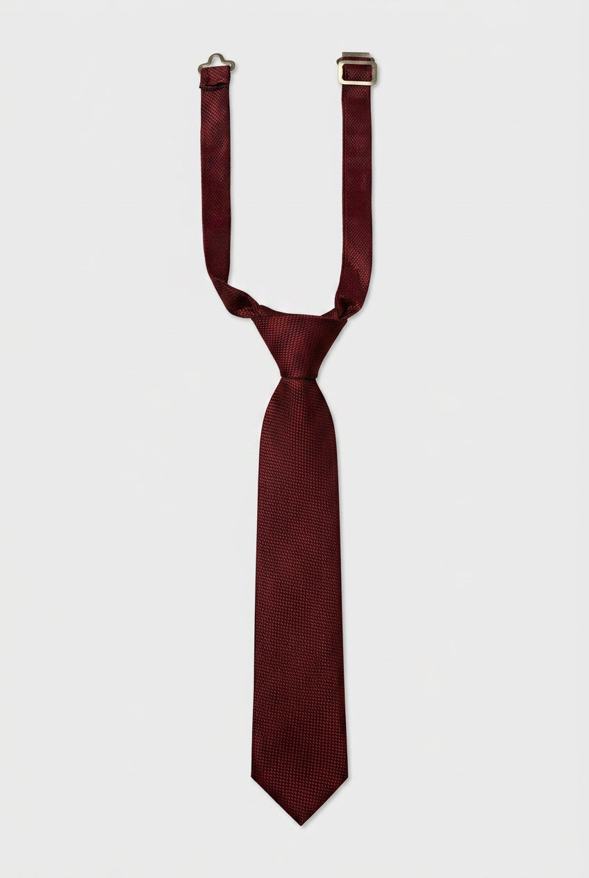 Boys' Slim Pre-Tied Textured Formal Tie - Burgundy