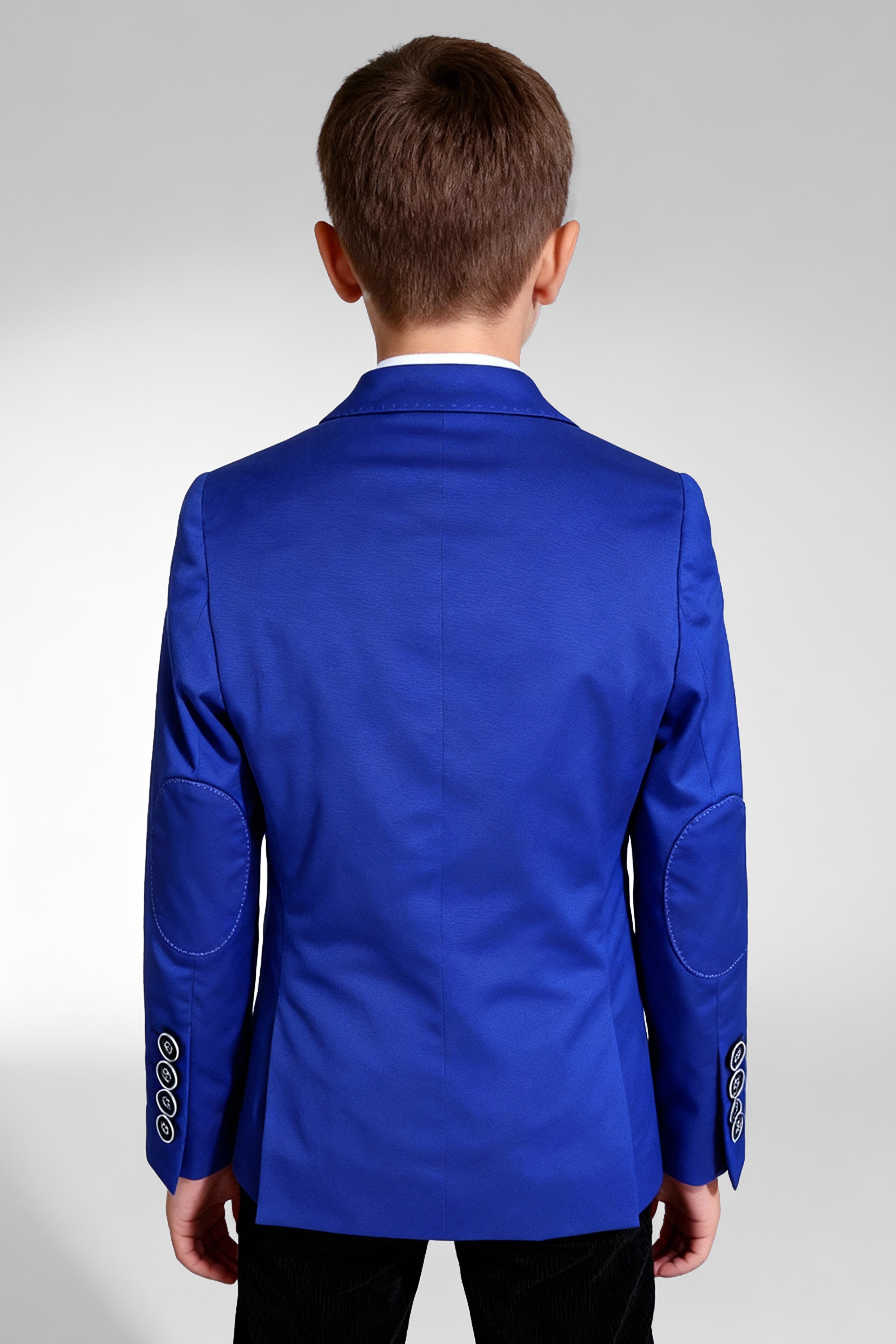Boys Slim Fit Cotton Blazer - Royal Blue Back Picture