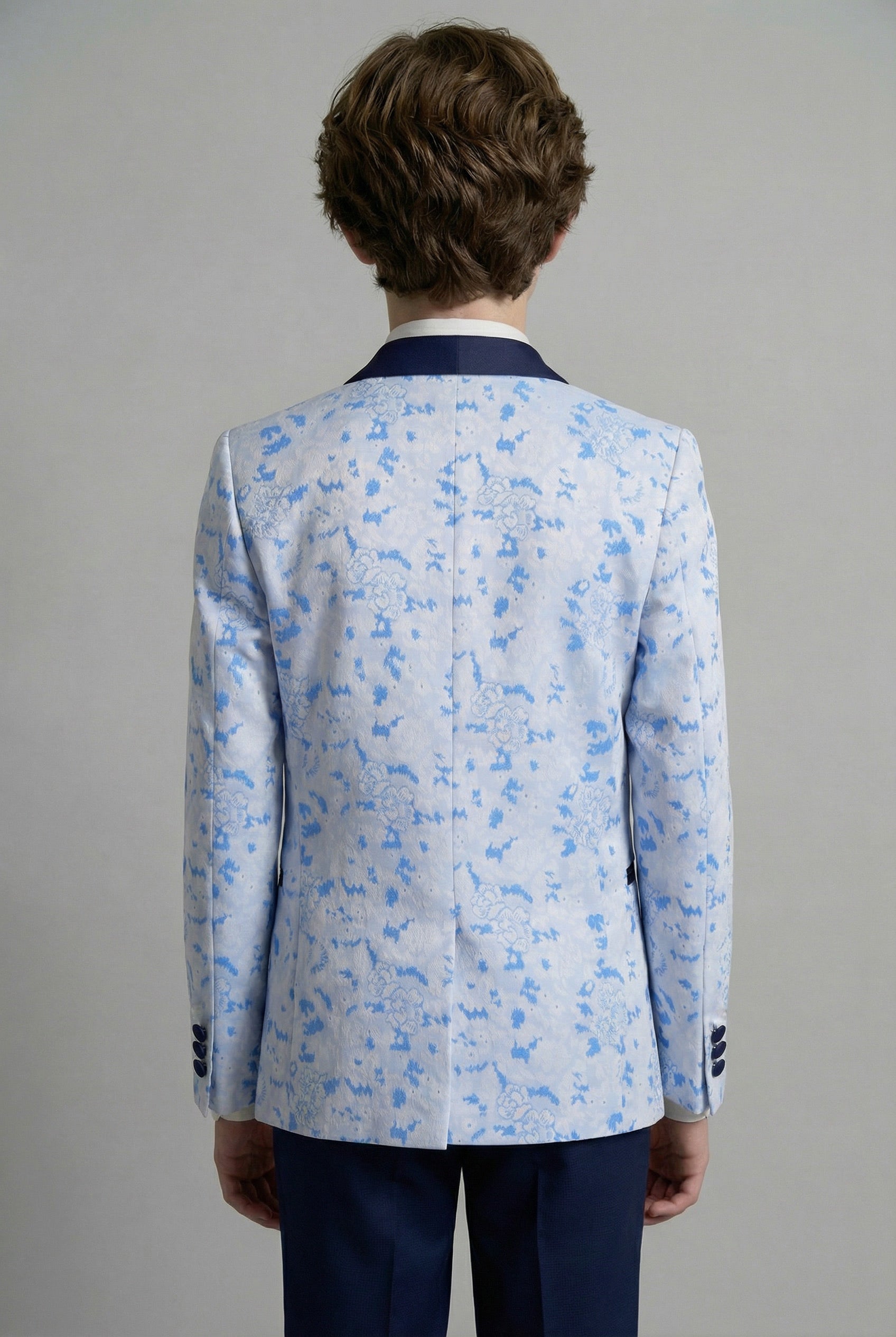 Completo smoking floreale slim fit per ragazzi - Blu