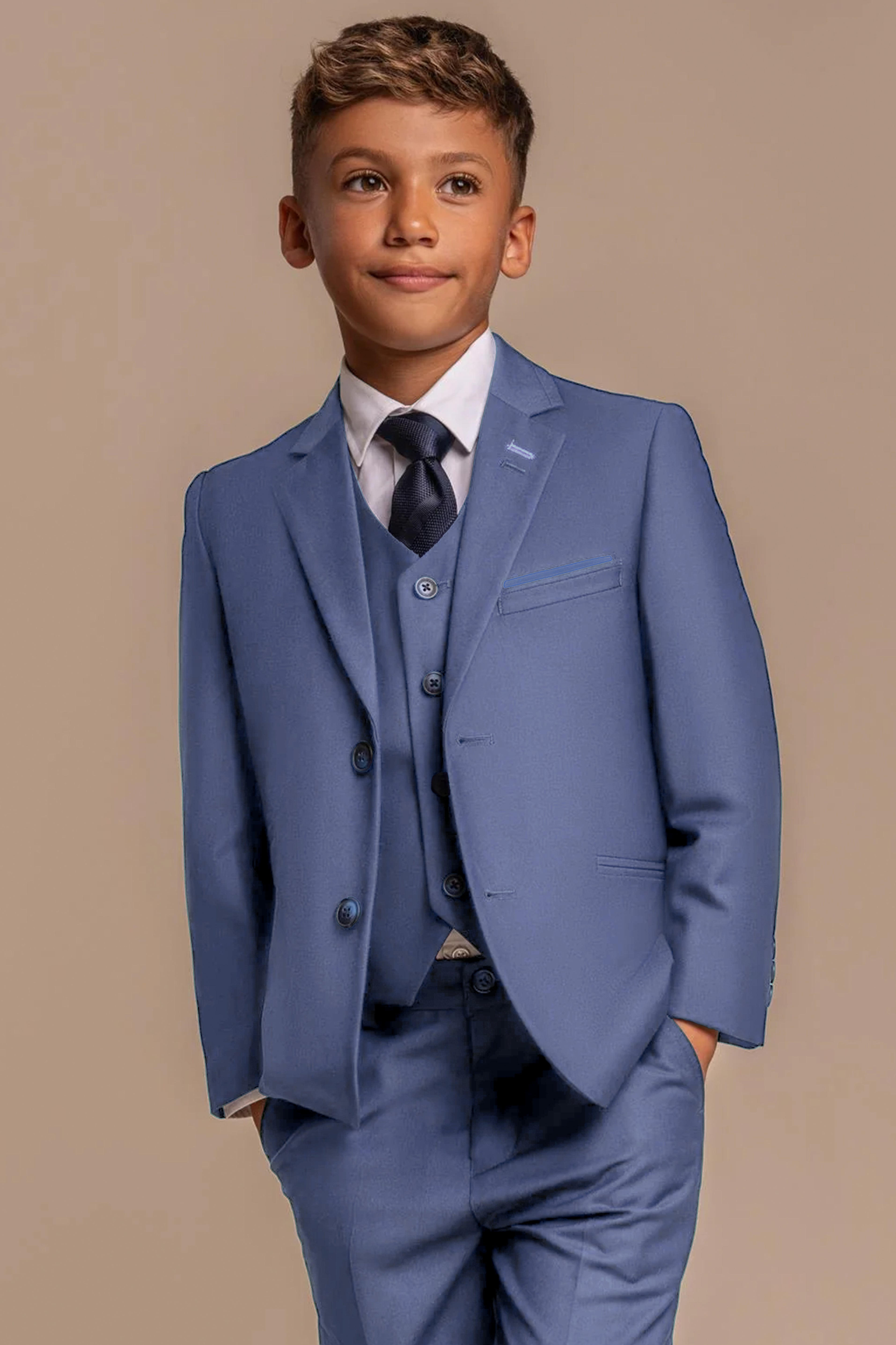 Boys Slim Fit Formal Suit - Blue Jay Model Picture