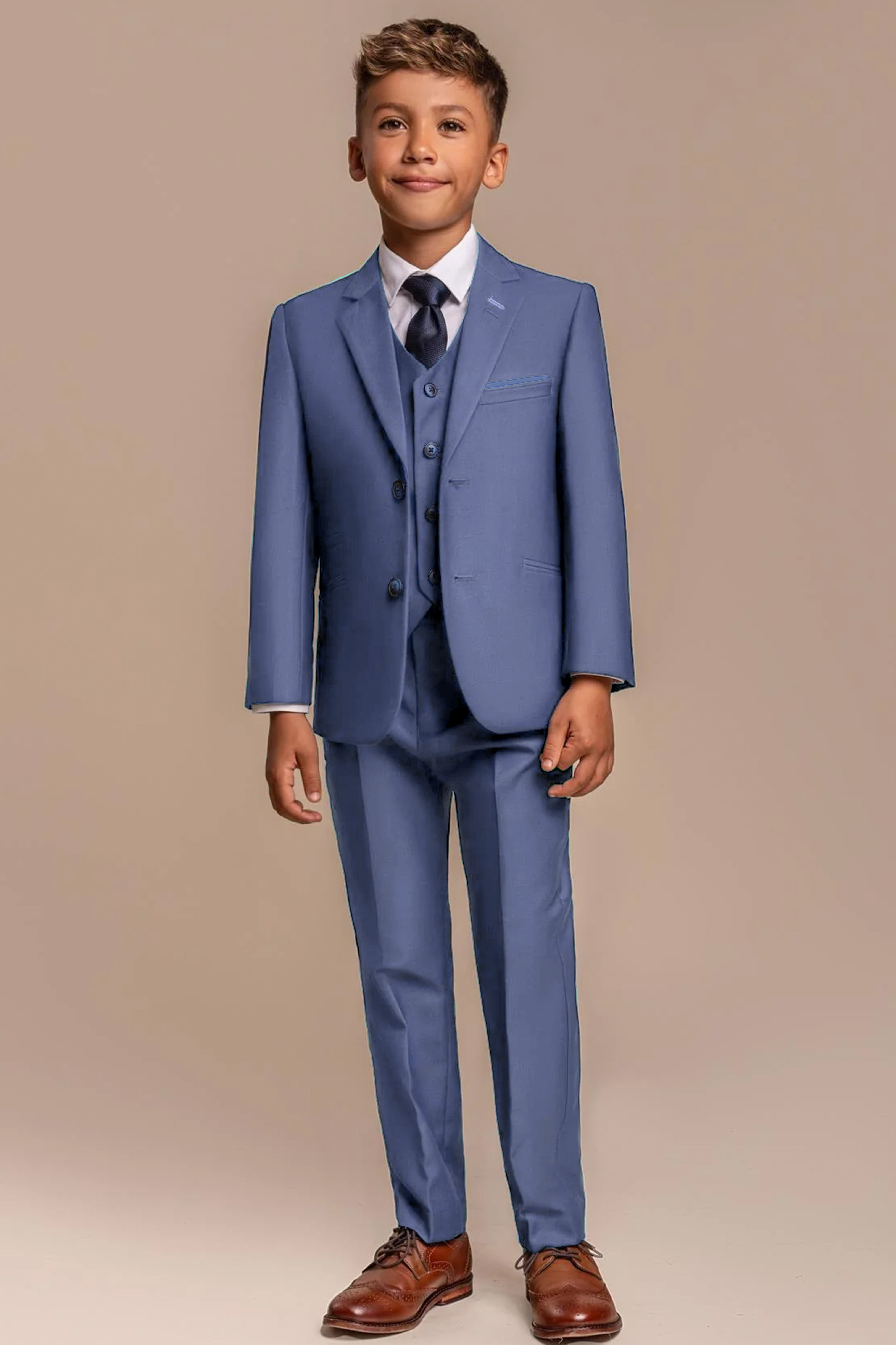 Boys Slim Fit Formal Suit - Blue Jay Model Front Picture