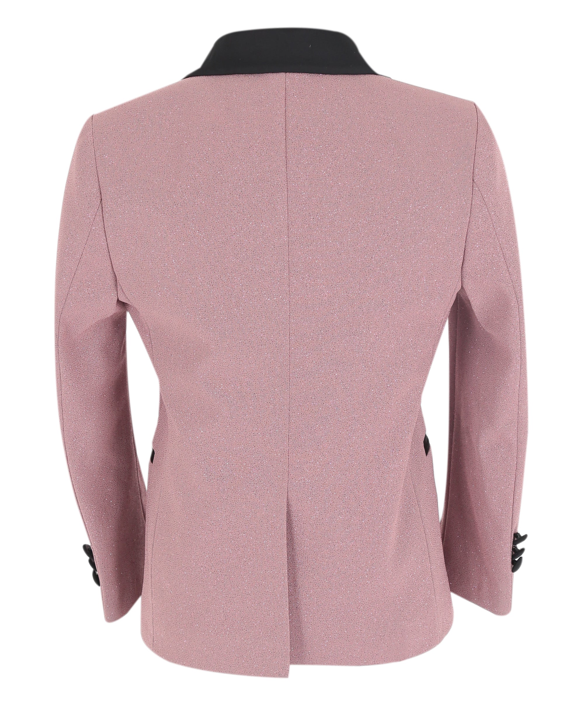 Boys Slim Fit Shimmer Tuxedo Suit - Blush Pink Jacket Back Picture