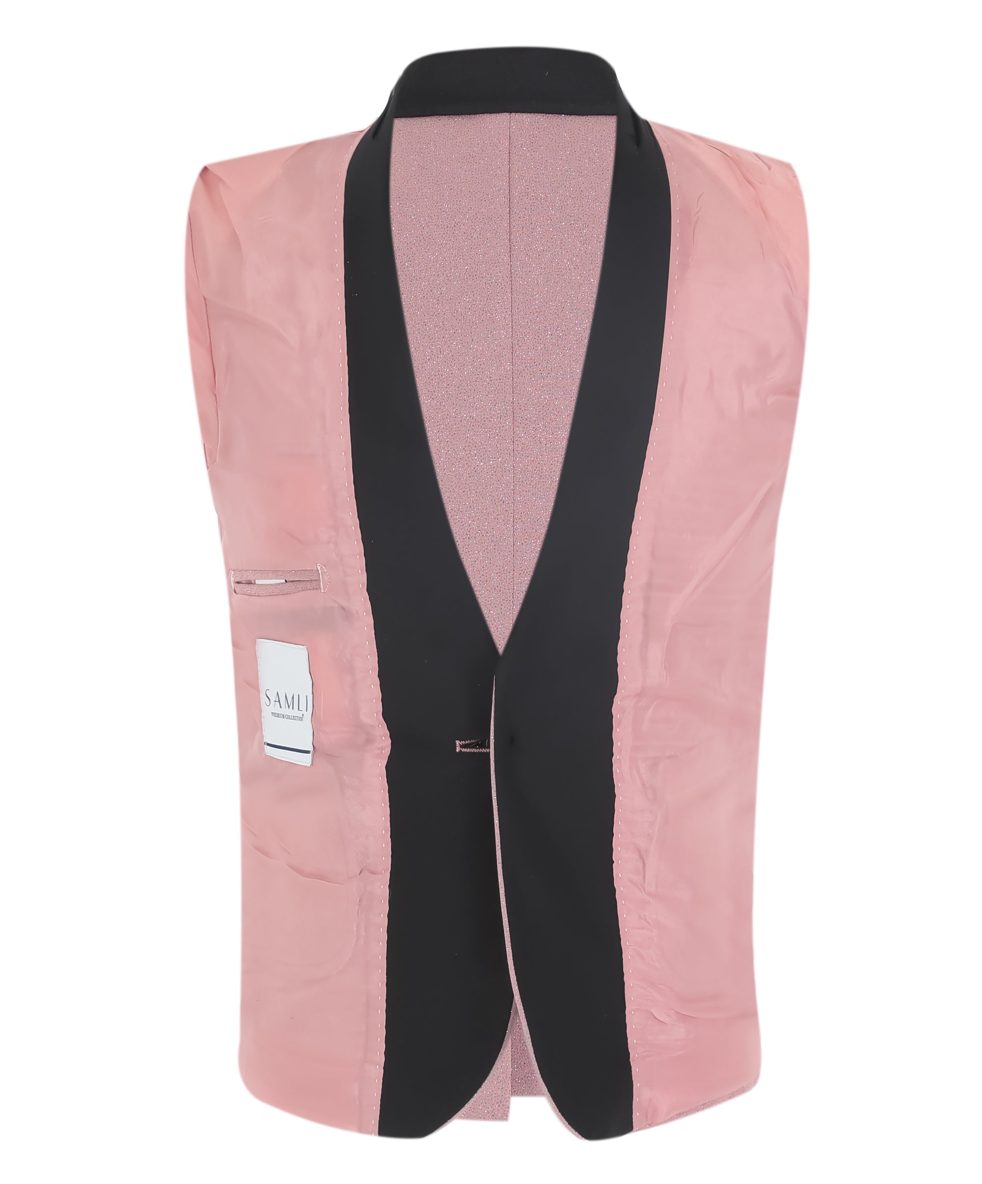 Boys Slim Fit Shimmer Tuxedo Suit - Blush Pink Linning Picture