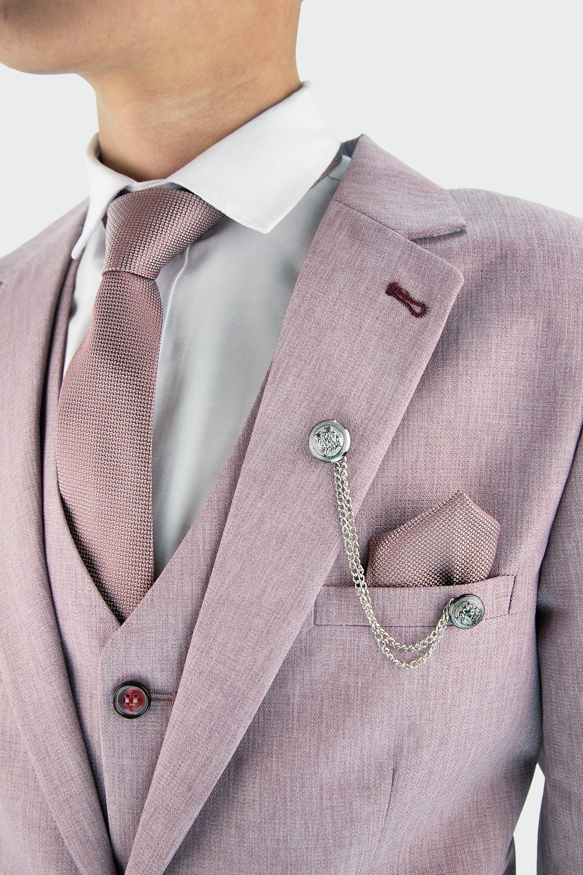 Boys Slim Fit Textured 8-Piece Formal Suit Set - Lilac Accessories Picture