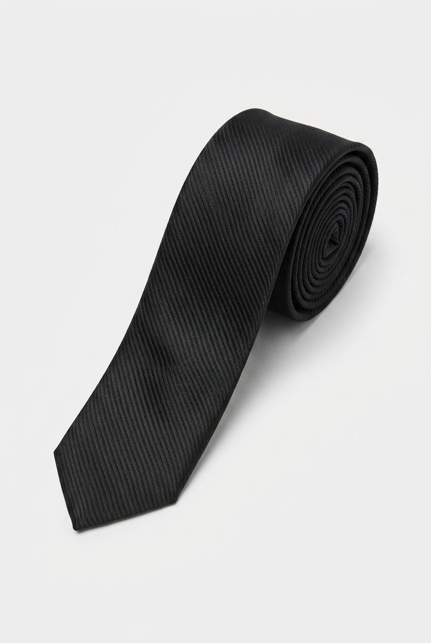 Boys' Slim Pre-Tied Textured Formal Tie - Black Strip