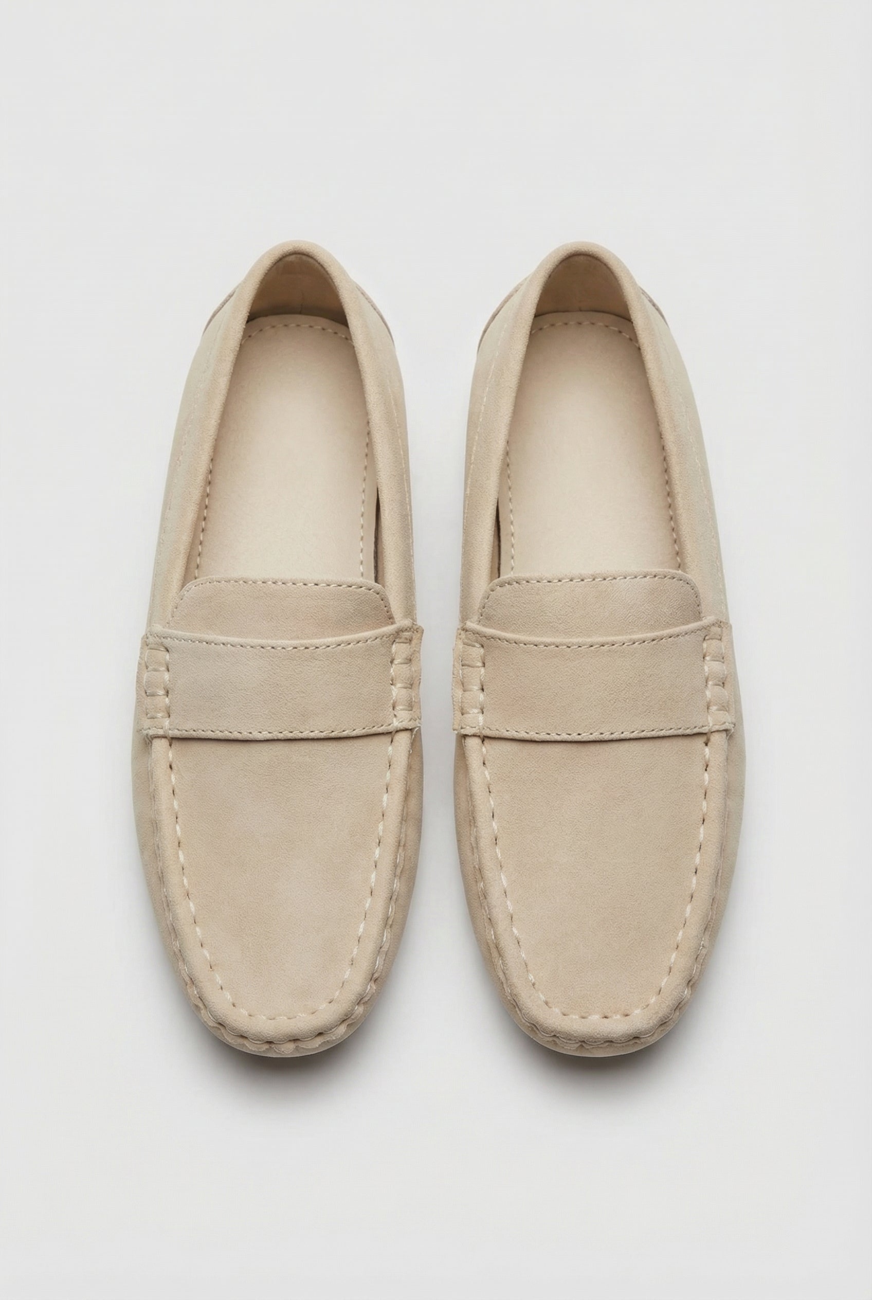 Boys Suede Slip On Penny Loafer - DUNCAN - Cream Front Picture