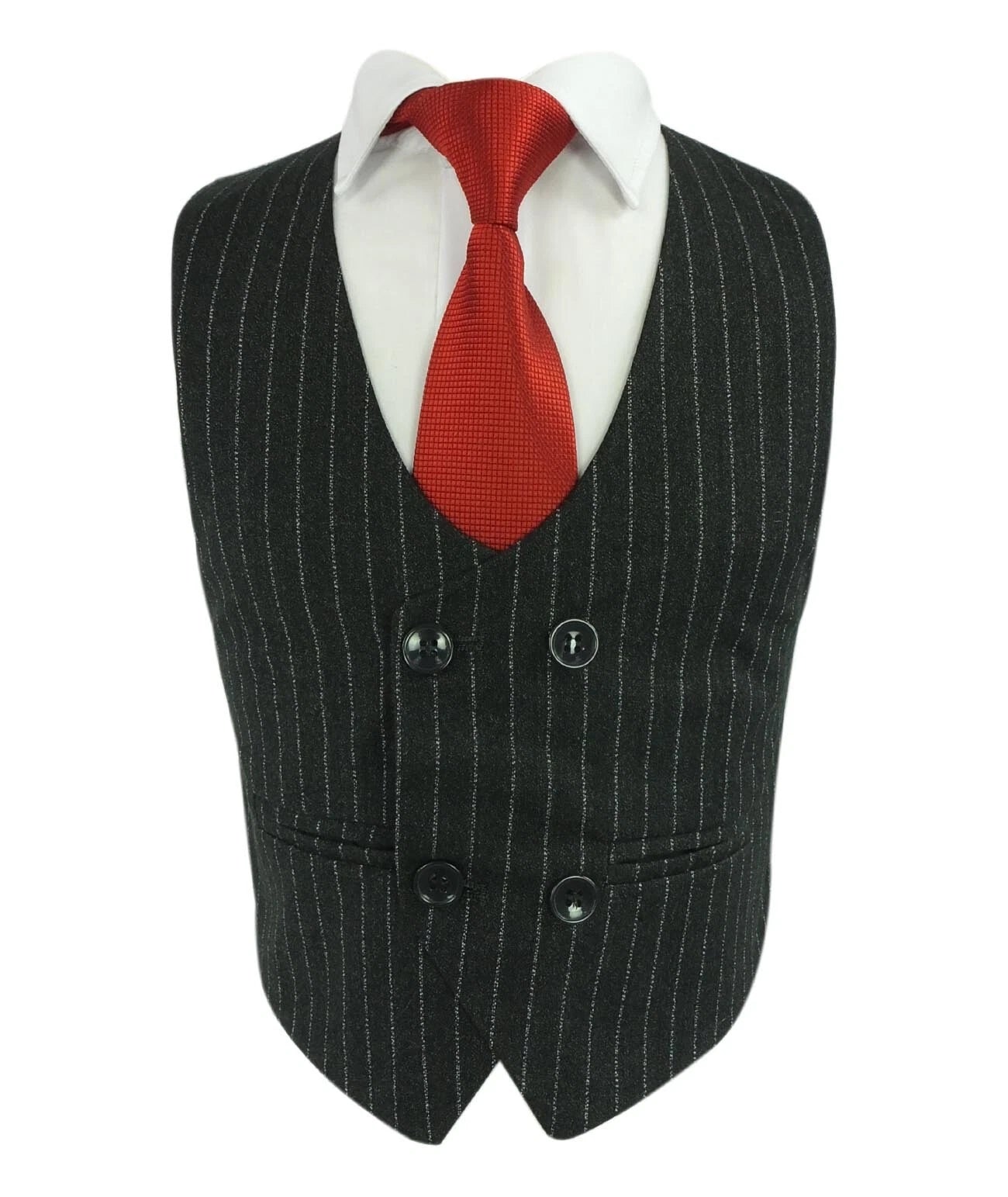 Ensemble Costume à Rayures Gris Foncé Tailored Fit pour Garçons - Gris Foncé