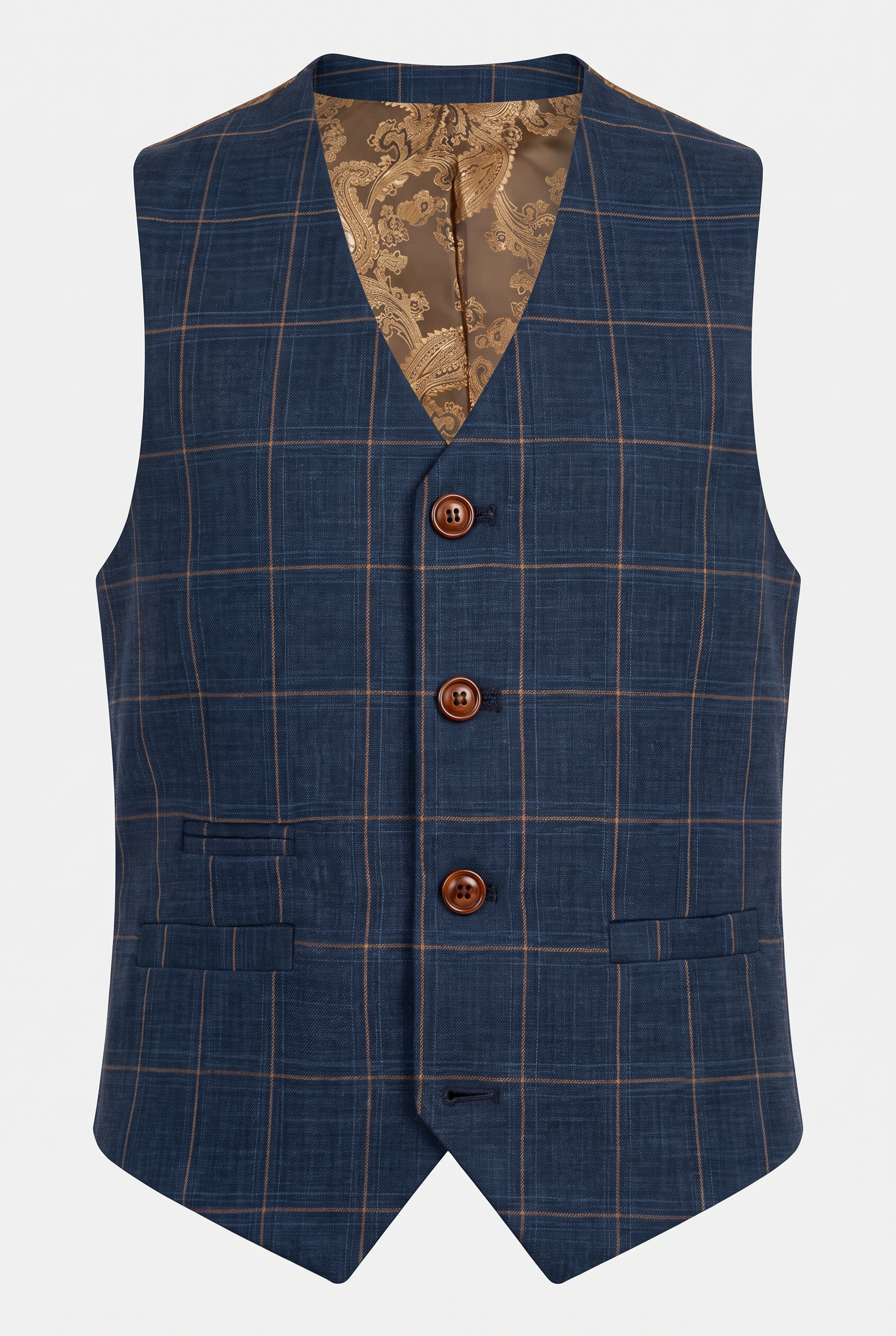 Costume garçon coupe ajustée à carreaux fenêtre - Bleu bleuet