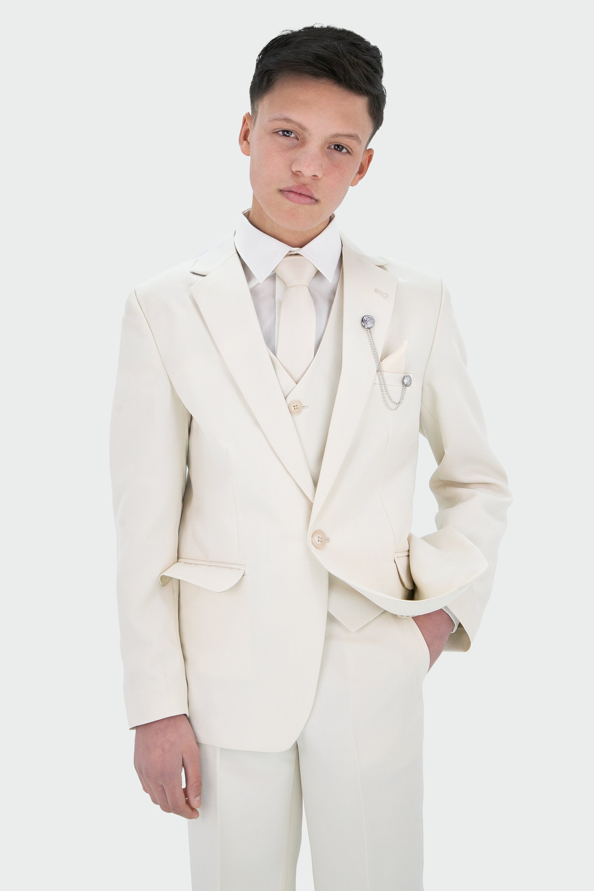Boys Textured 8-Piece Formal Suit, Pageboy Wedding Communion Slim Fit Set Model Picture