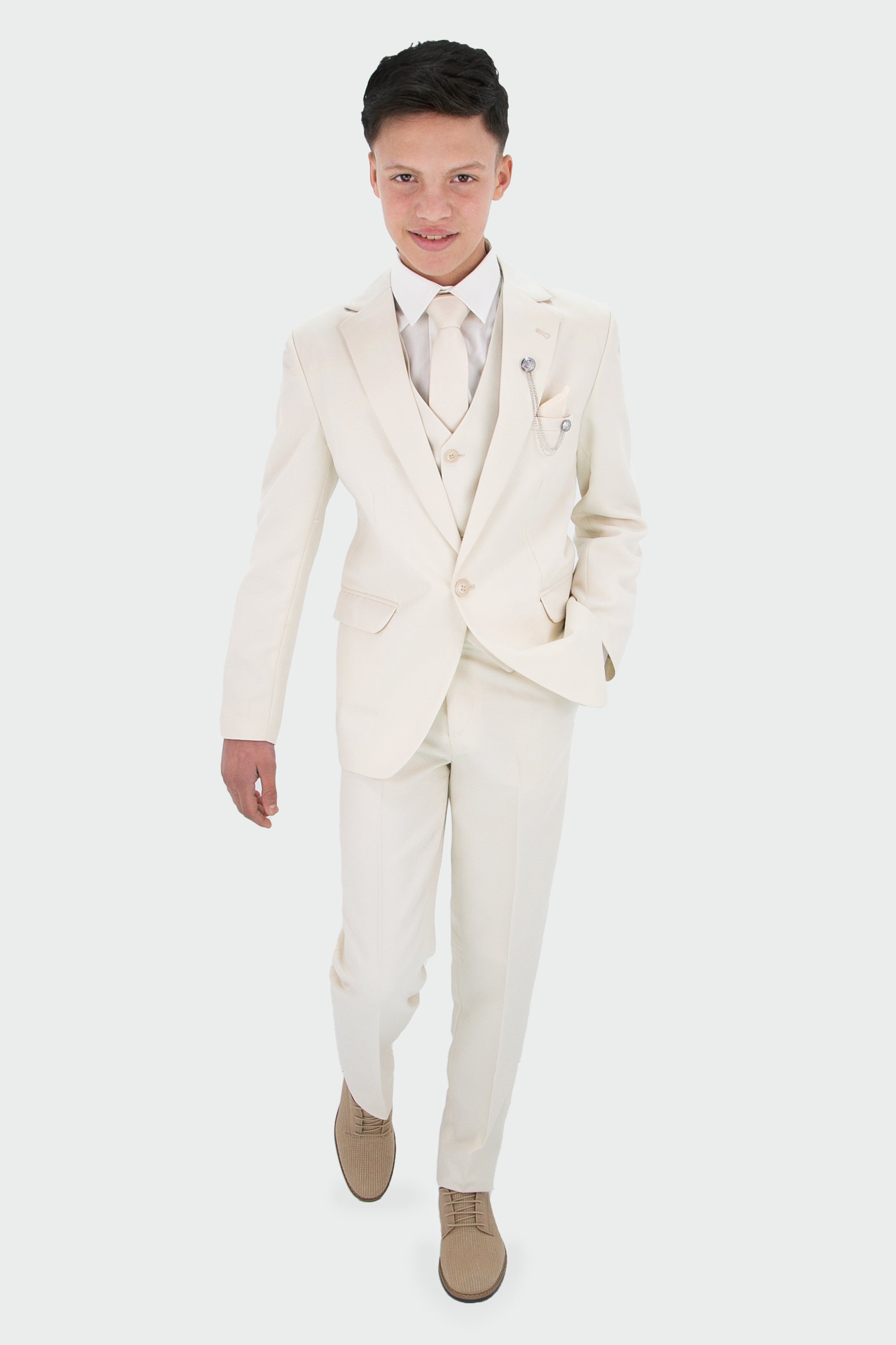 Boys Textured 8-Piece Formal Suit, Pageboy Wedding Communion Slim Fit Set Model Front Picture