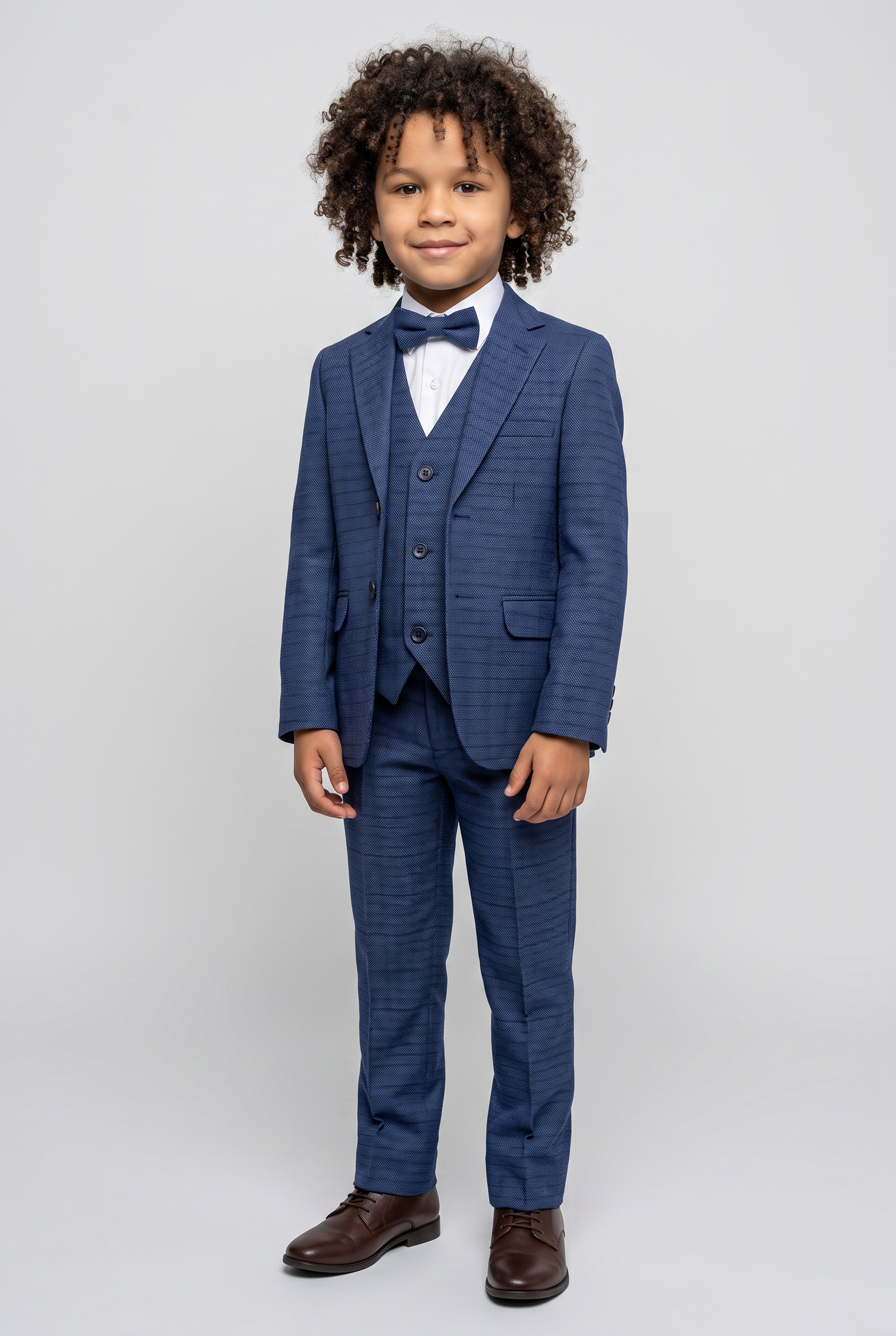 Traje de cuadros texturizado para niños - Joseph Blue - Azul