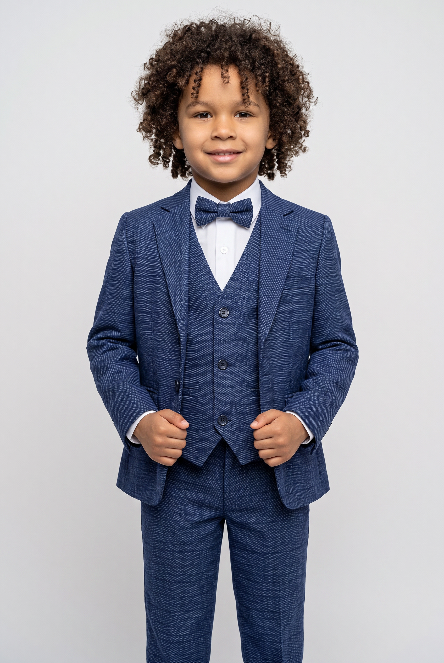 Traje de cuadros texturizado para niños - Joseph Blue - Azul