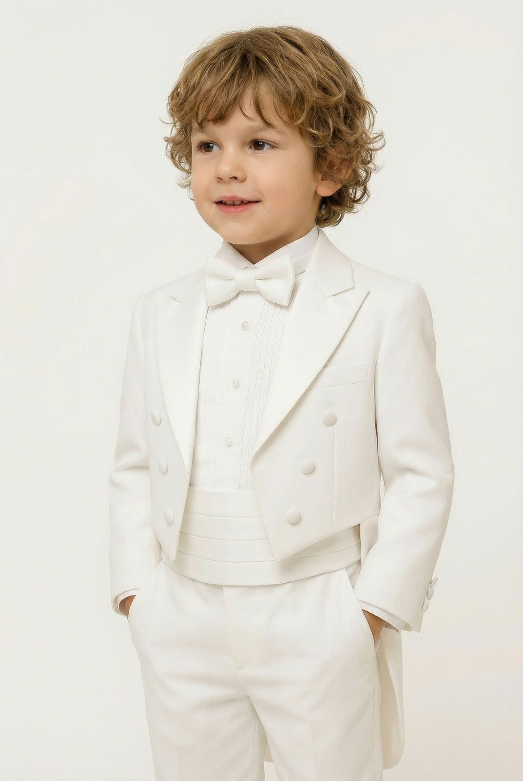 Boys Tuxedo Tail Suit - Ivory