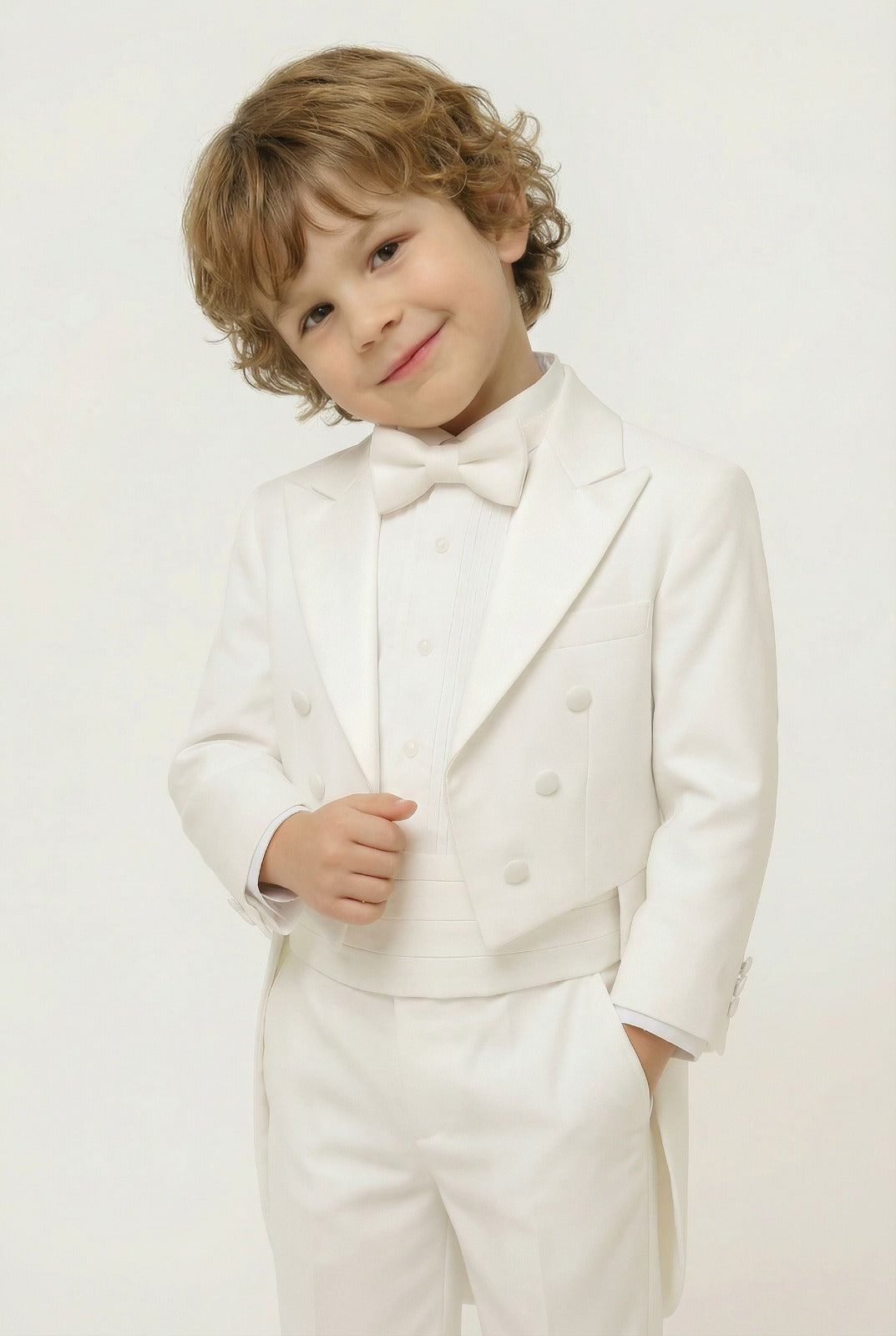 Boys Tuxedo Tail Suit - Ivory