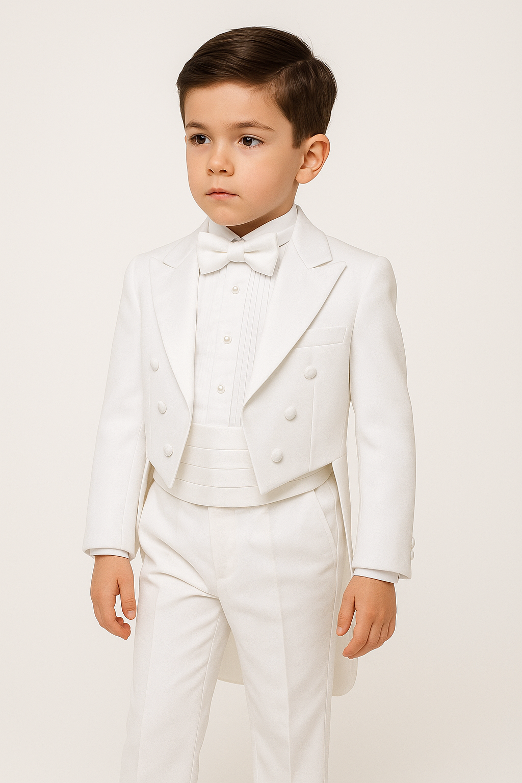 Boys Tuxedo Tail Suit - White