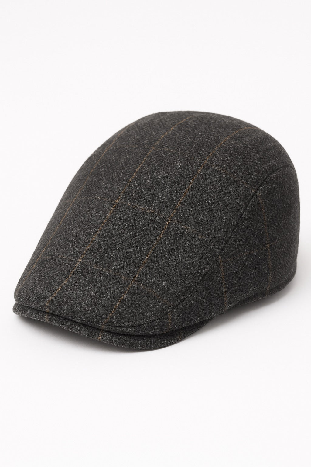 Boys’ Tweed Windowpane Check Baker Boy Flat Cap - Beecan - Dark Grey