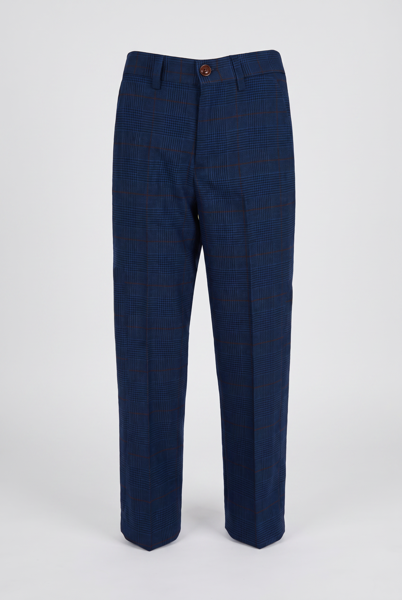 Boys Tweed Check Tailored Fit Navy Suit - ALEX - Royal Blue Trousers Picture