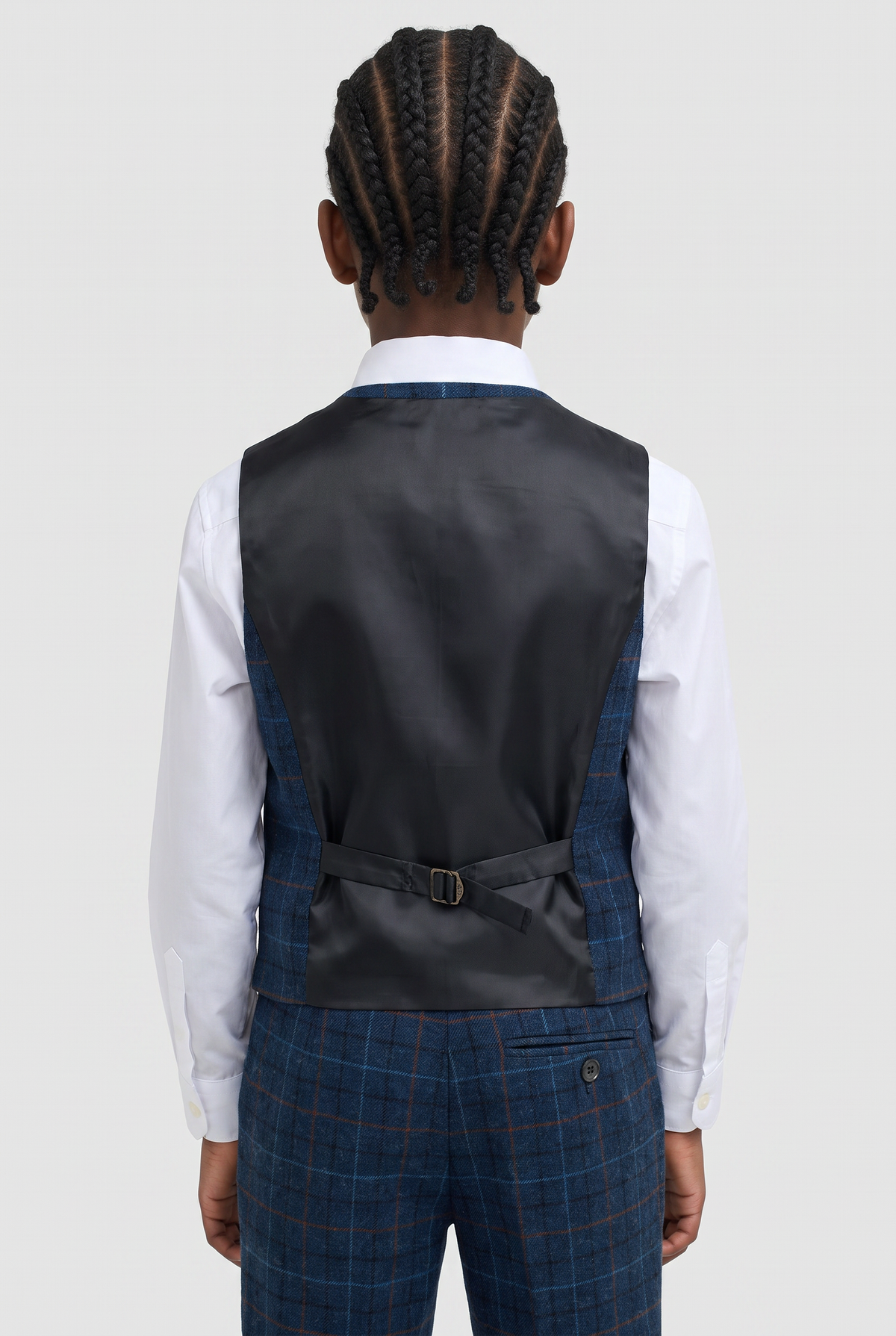 Abito da ragazzo in tweed a quadri a finestra - CODY Blu - Blu Navy