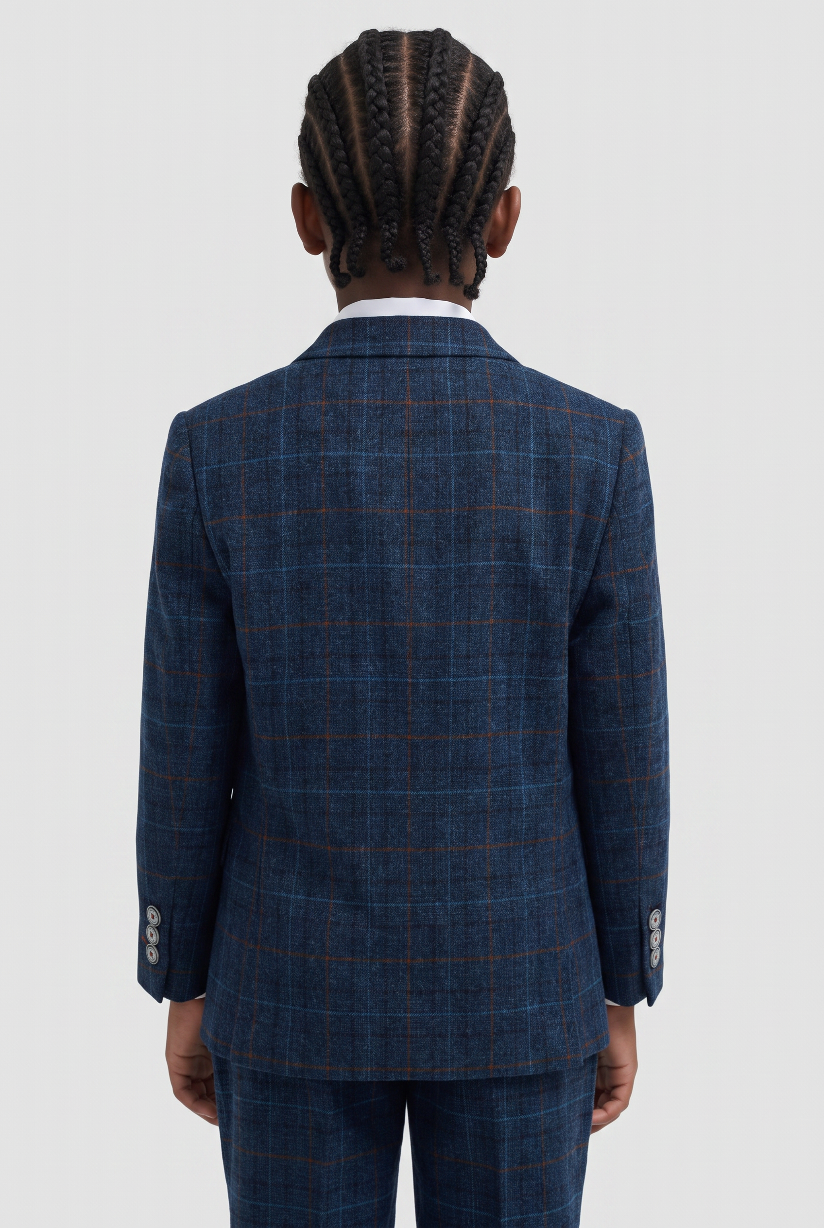 Abito da ragazzo in tweed a quadri a finestra - CODY Blu - Blu Navy