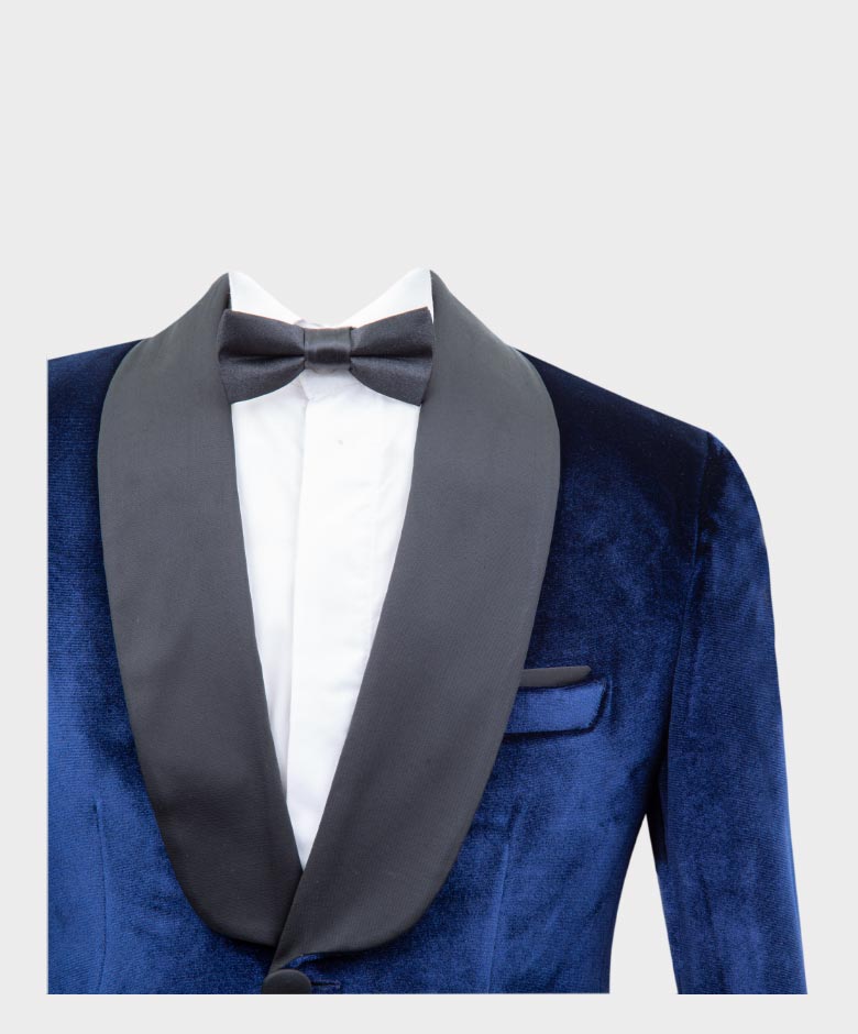 Boys Velvet Tuxedo Blazer Set - KINGSMAN - Navy Blue