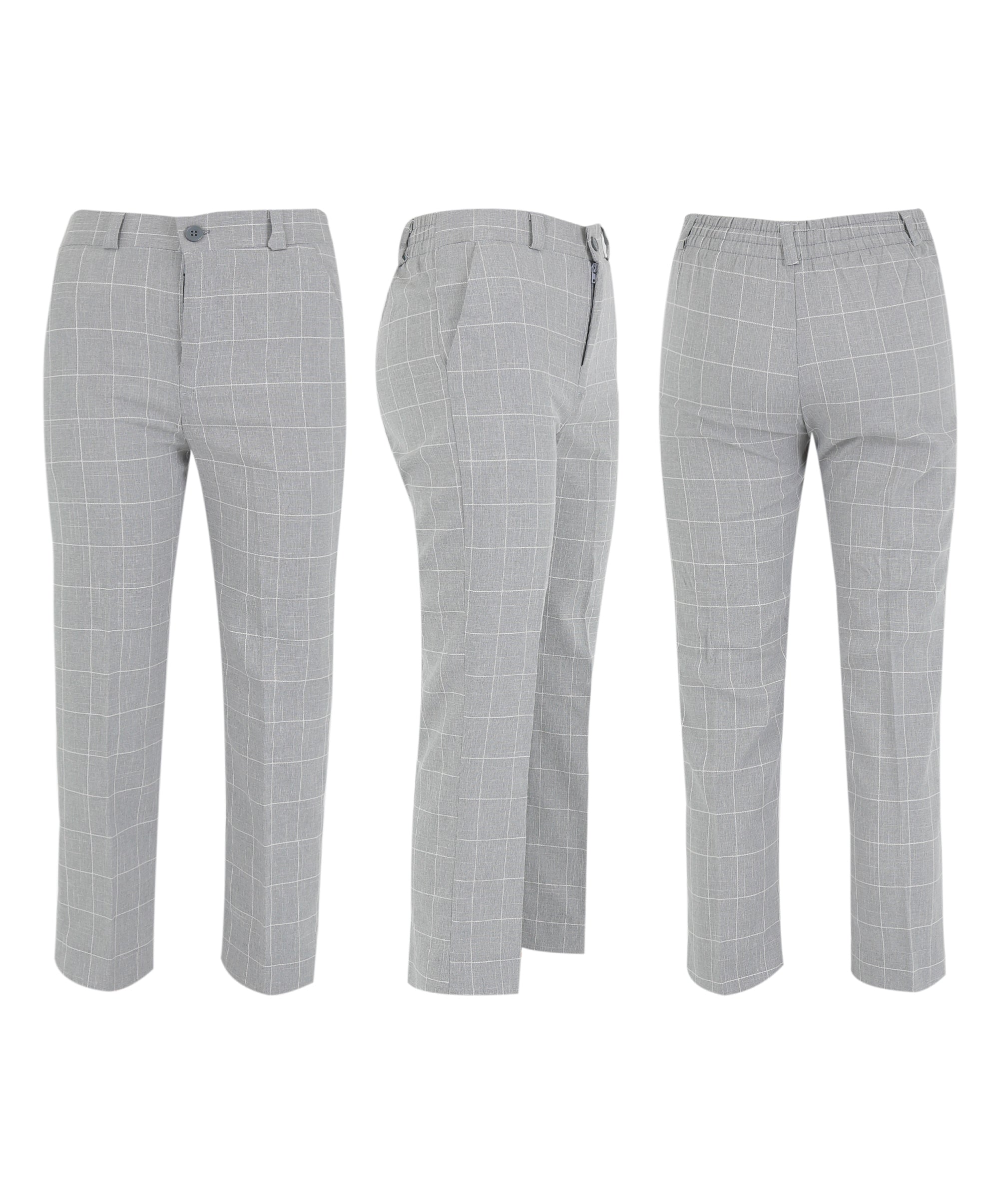 Boys Windowpane Check Grey Waistcoat Set - E-SAM - Light Grey