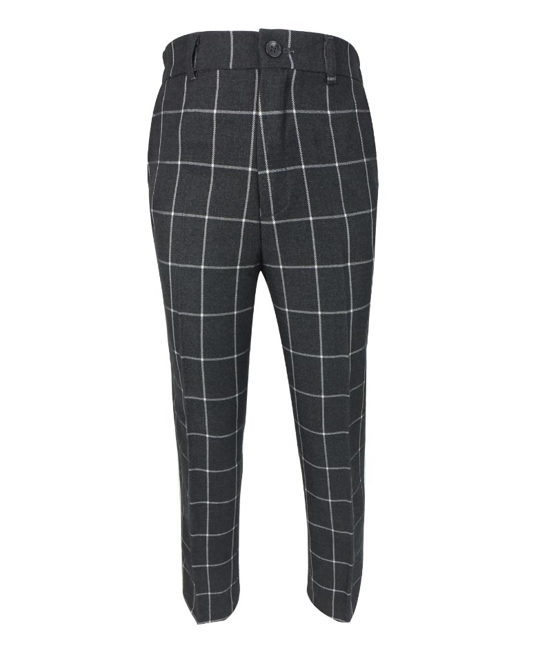 Ensemble costume garçon à carreaux fenêtre - Gris anthracite