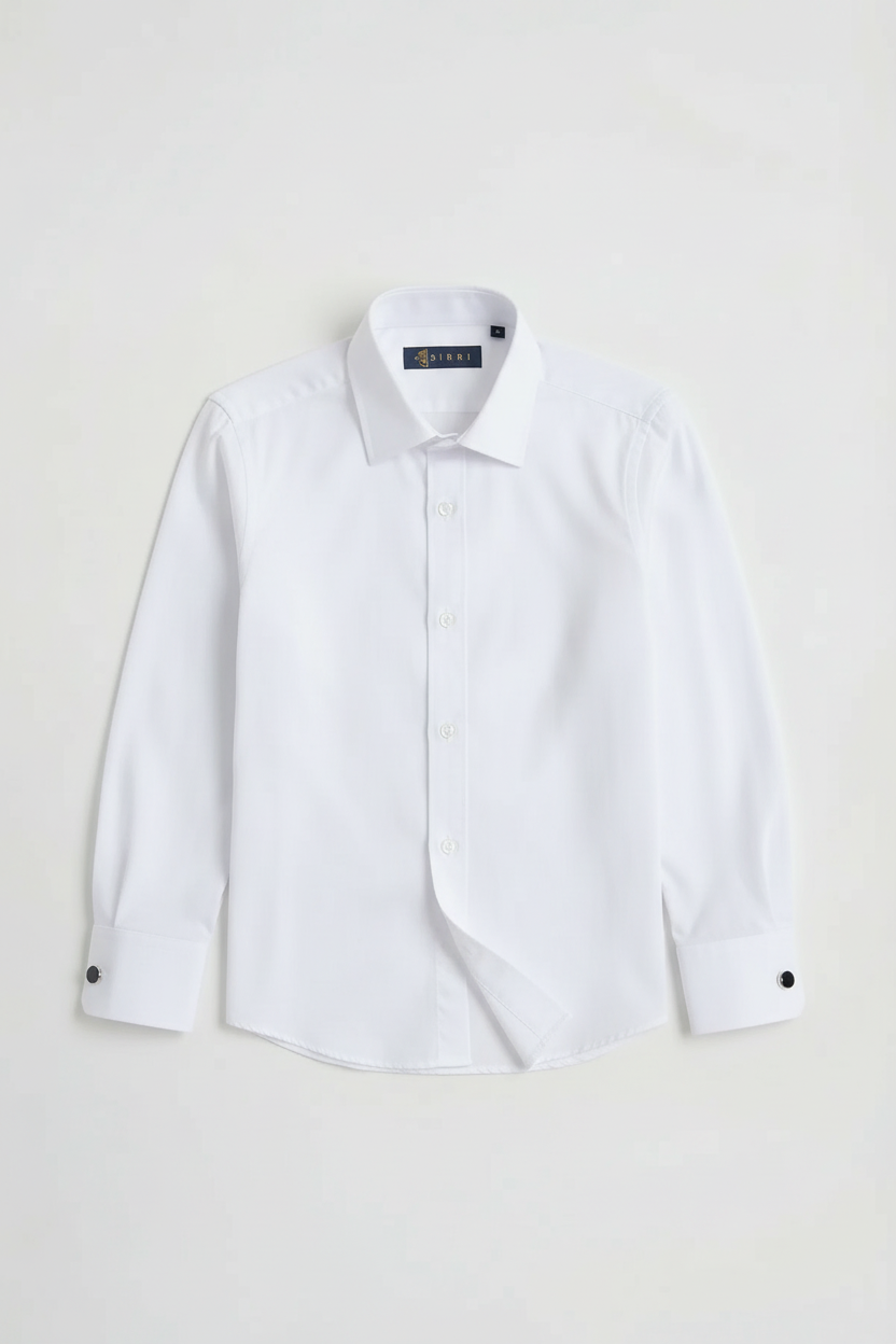 Boys Slim Fit Cufflink Dress Shirt - White