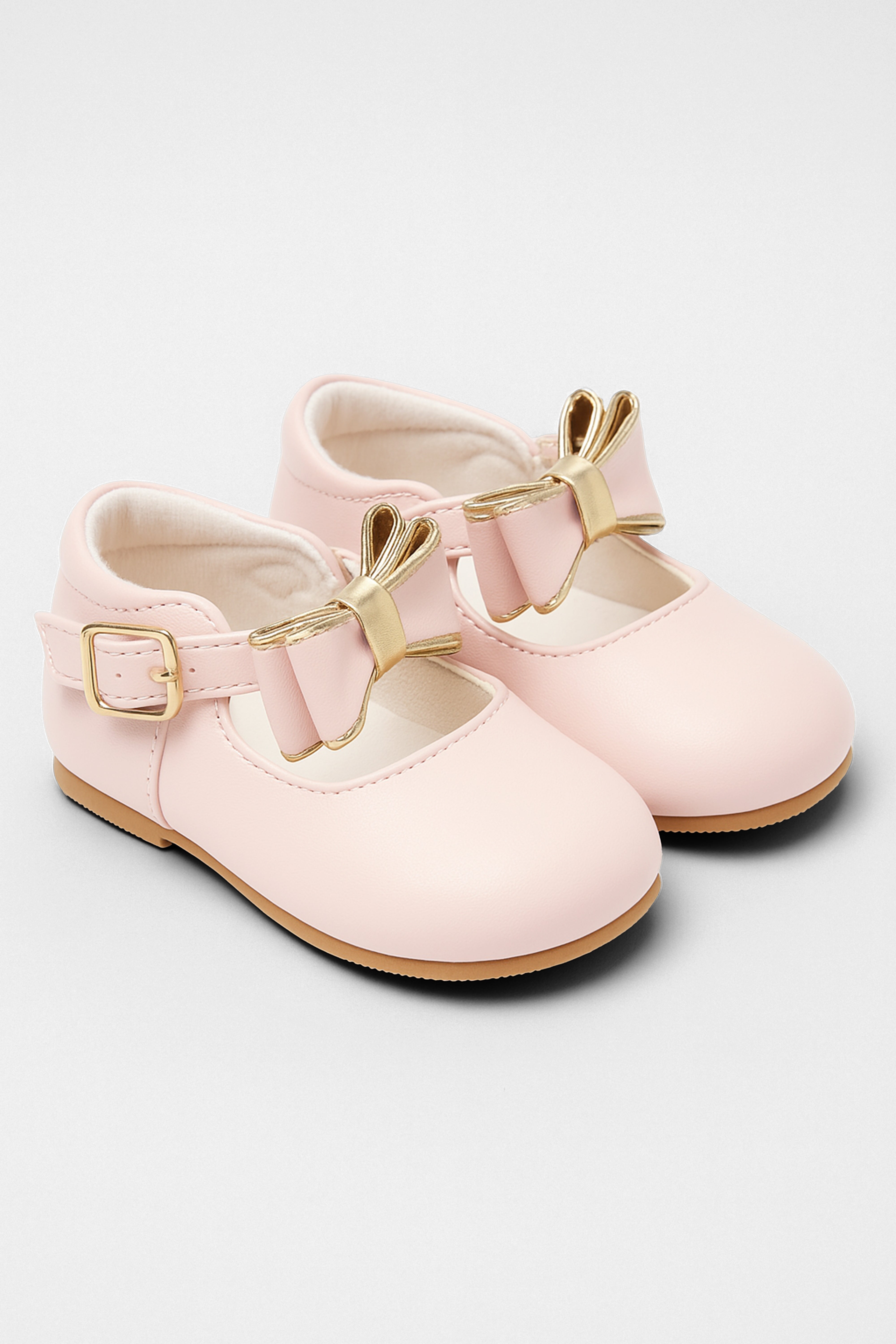 Chic Baby Girls Bow Buckle Shoes - SKY - Pink Pair Side Picture